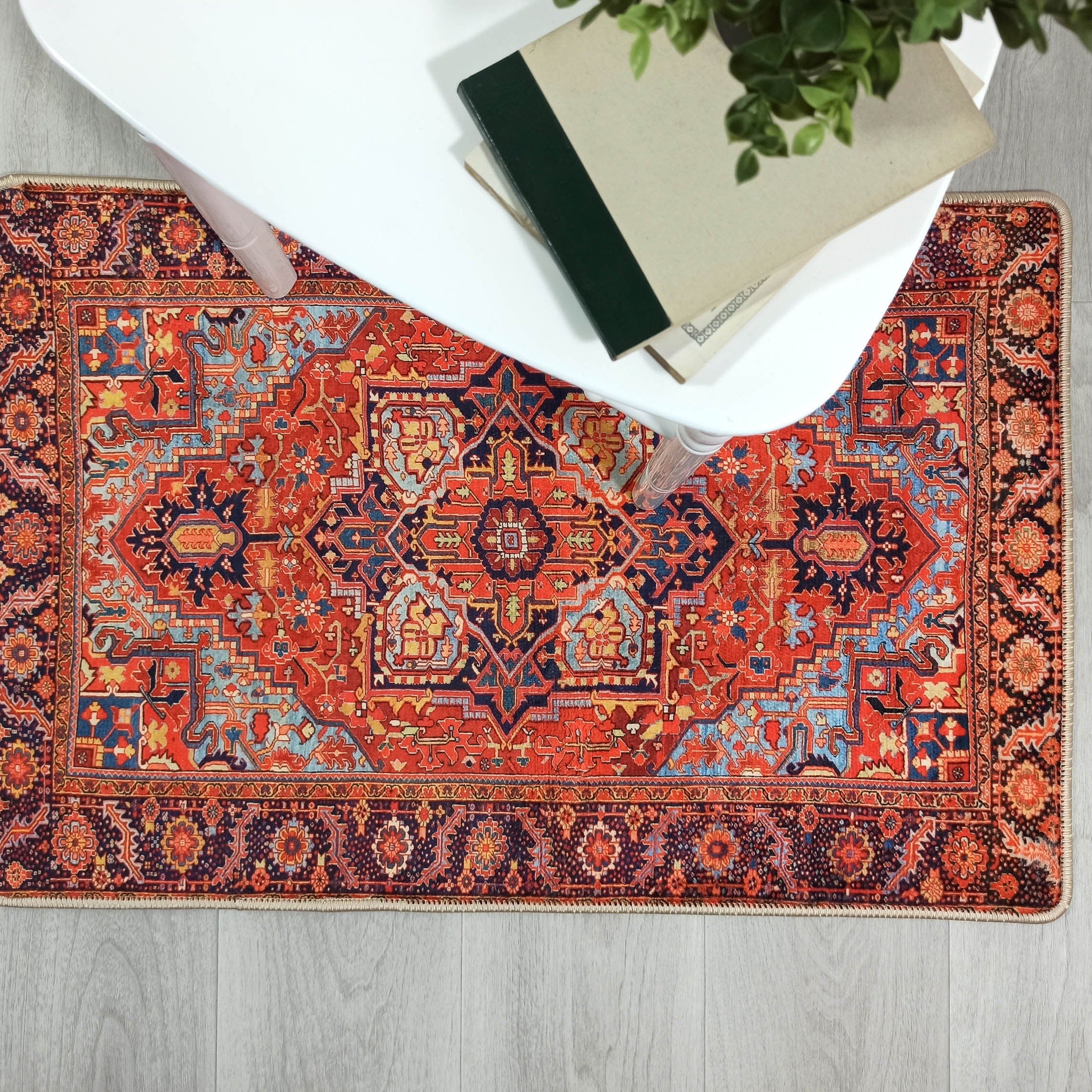 Gesina Red Coral Blue Turkish 2x3 Rug