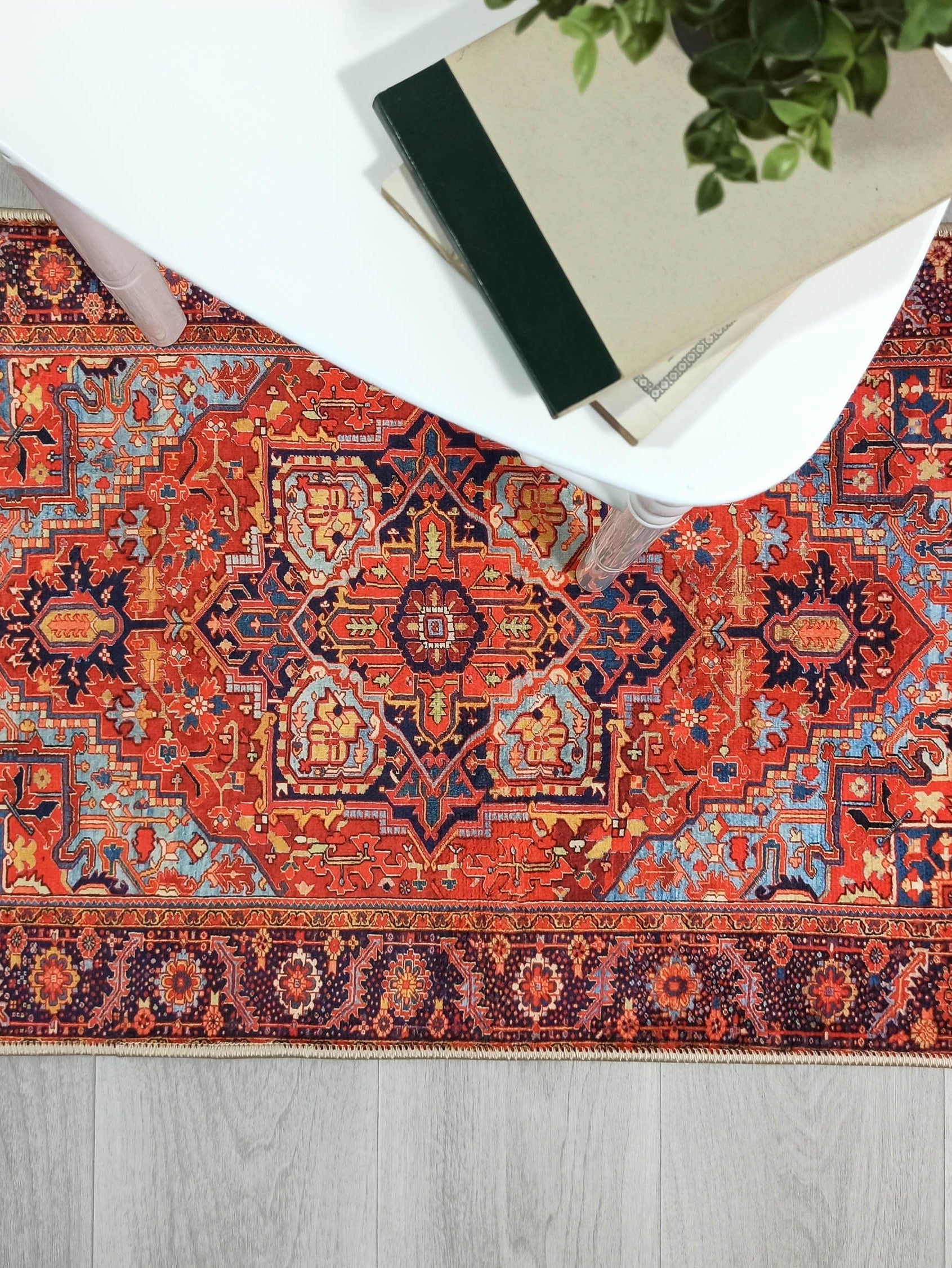 Gesina Red Coral Blue Turkish 2x3 Rug