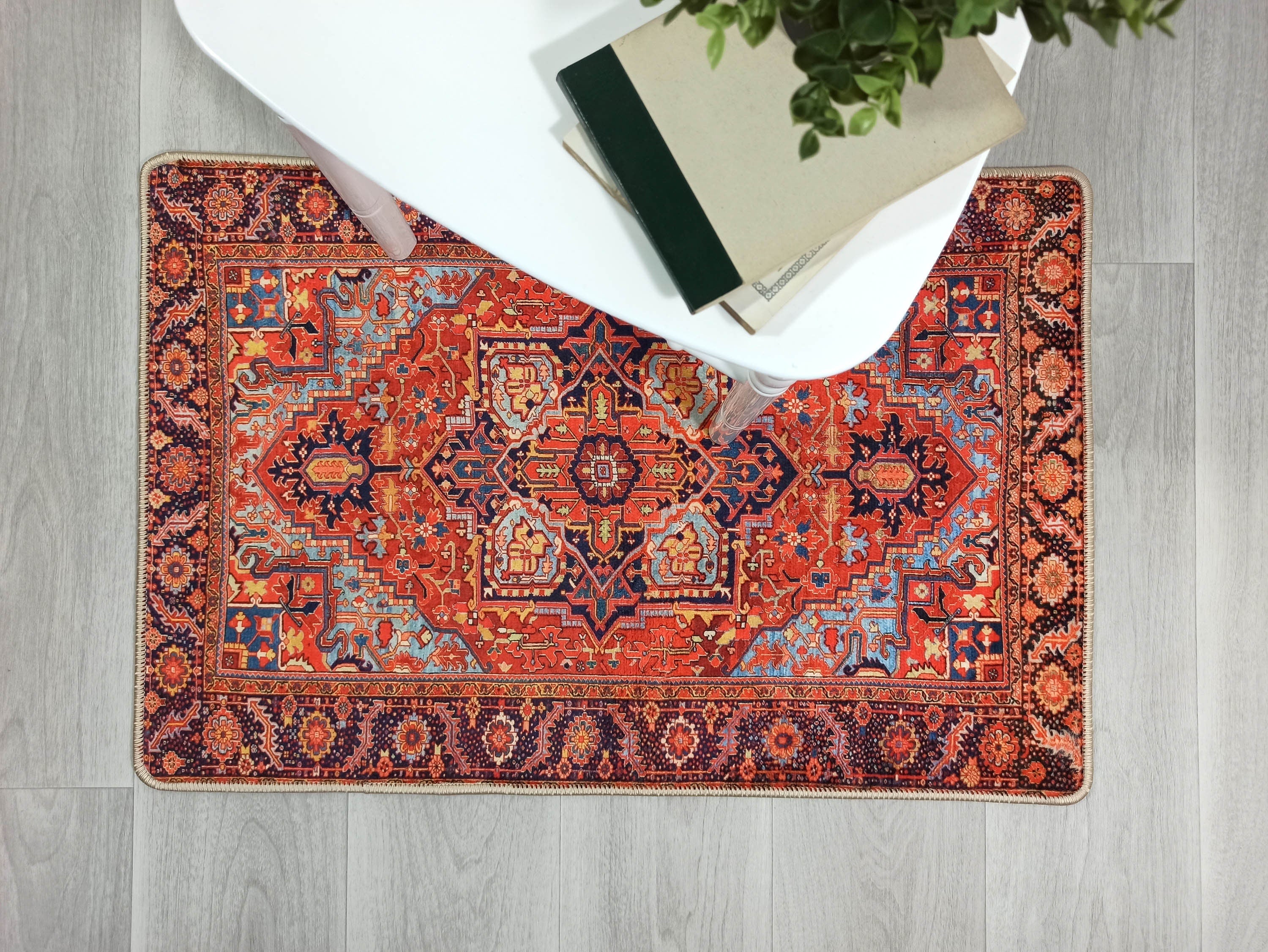 Gesina Red Coral Blue Turkish 2x3 Rug