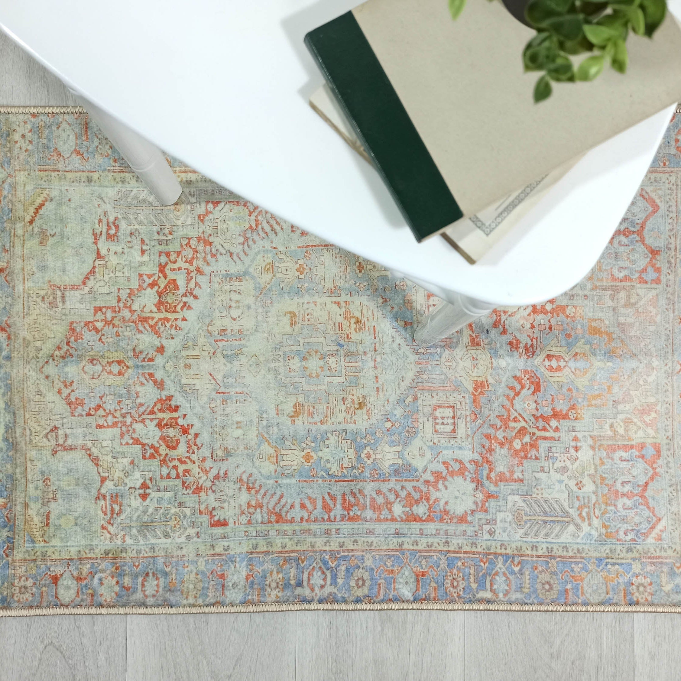 Kyler Faded Blue Orange Persian Small 2x3 Rug