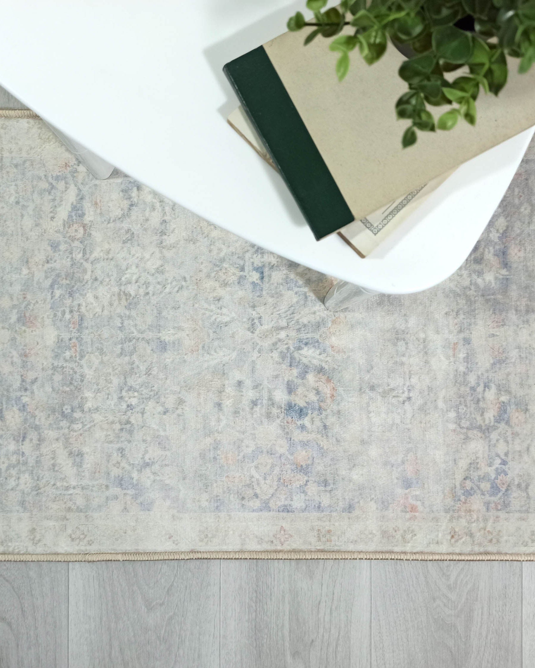 Londyn Neutral Faded Navy Blue Oushak Small 2x3 Rug