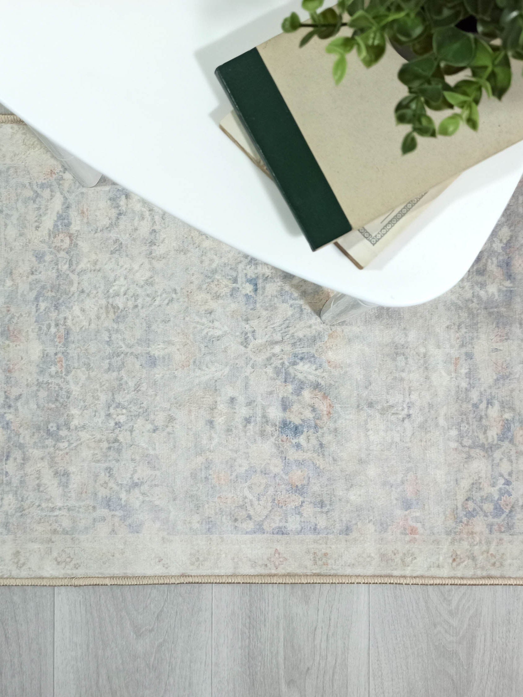 Londyn Neutral Faded Navy Blue Oushak Small 2x3 Rug