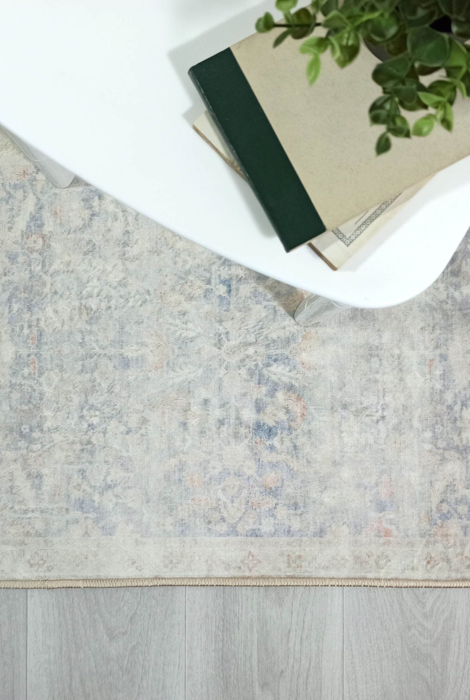 Londyn Neutral Faded Navy Blue Oushak Small 2x3 Rug