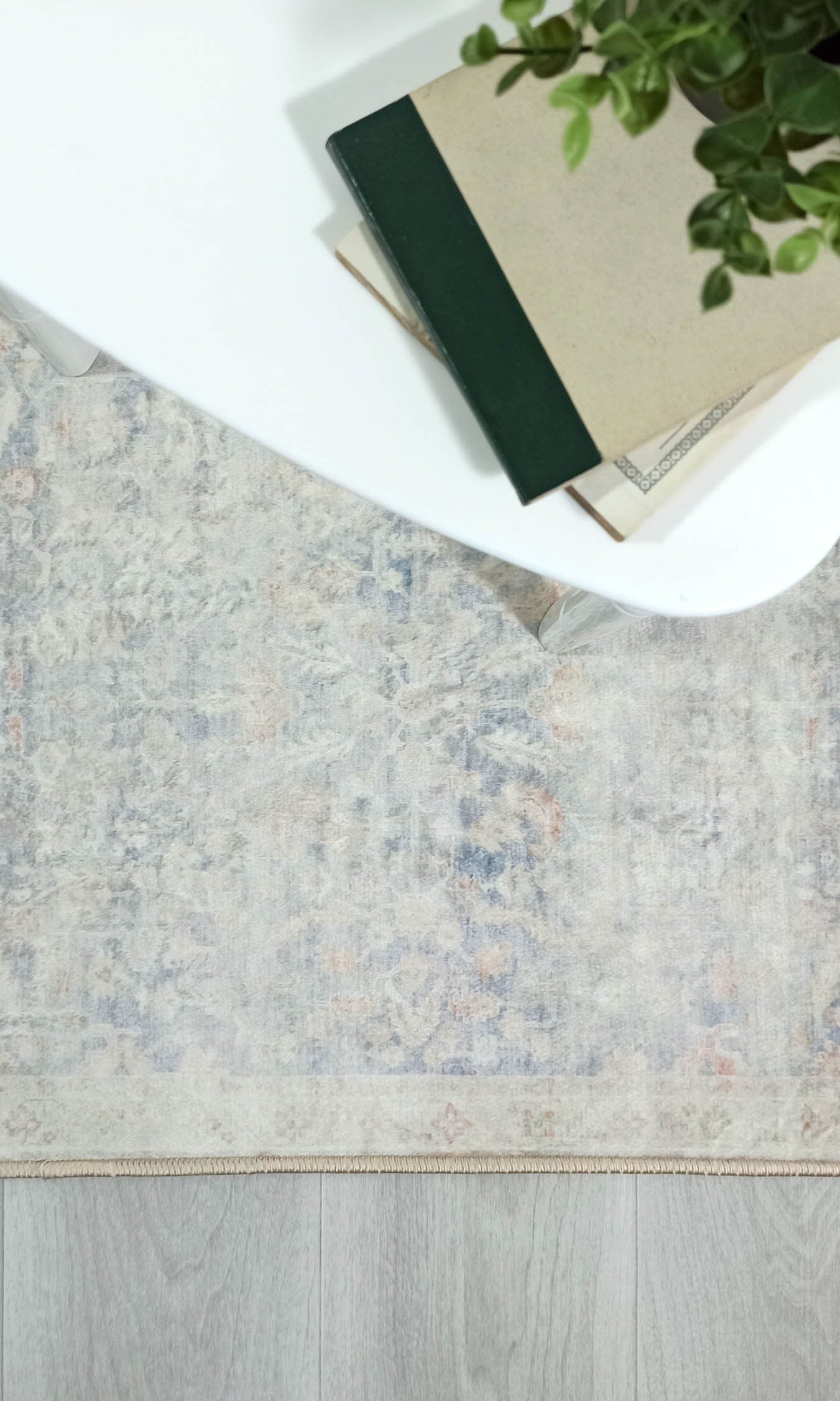 Londyn Neutral Faded Navy Blue Oushak Small 2x3 Rug