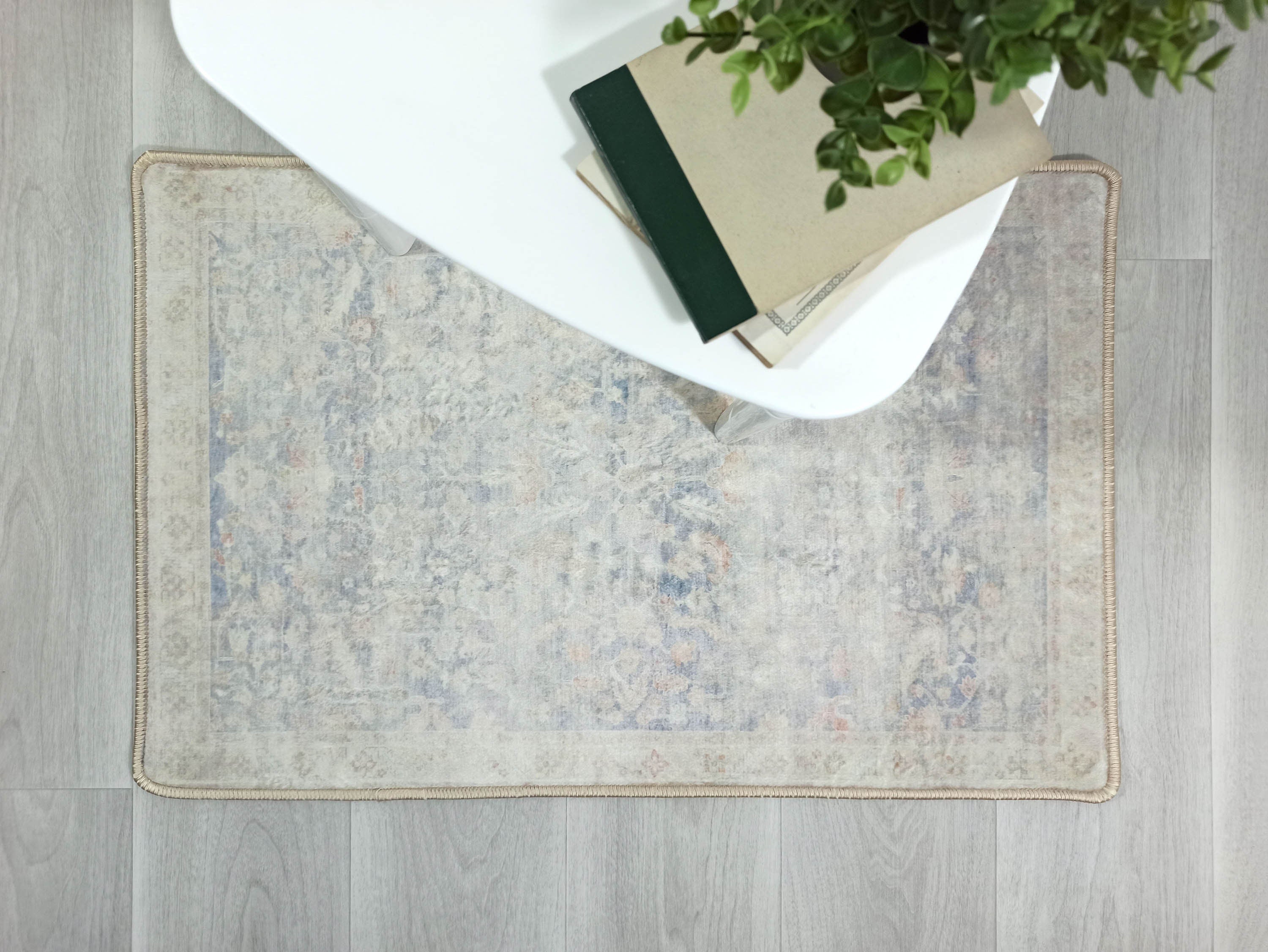 Londyn Neutral Faded Navy Blue Oushak Small 2x3 Rug