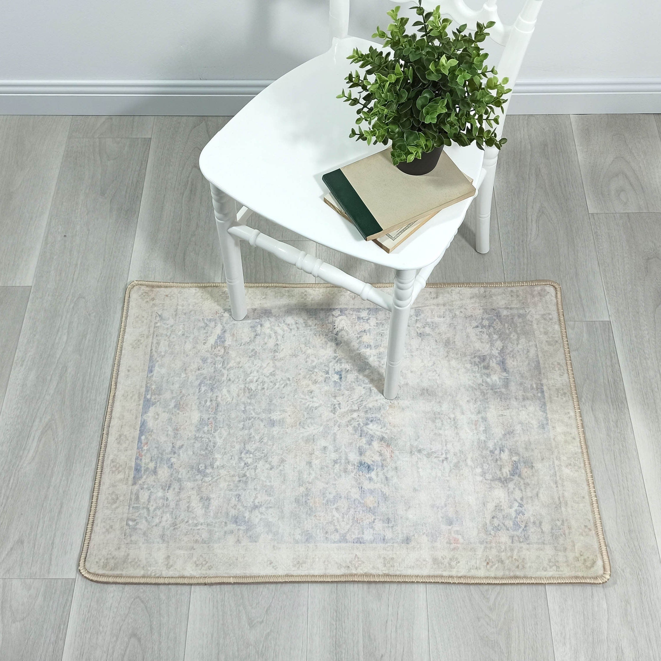 Londyn Neutral Faded Navy Blue Oushak Small 2x3 Rug