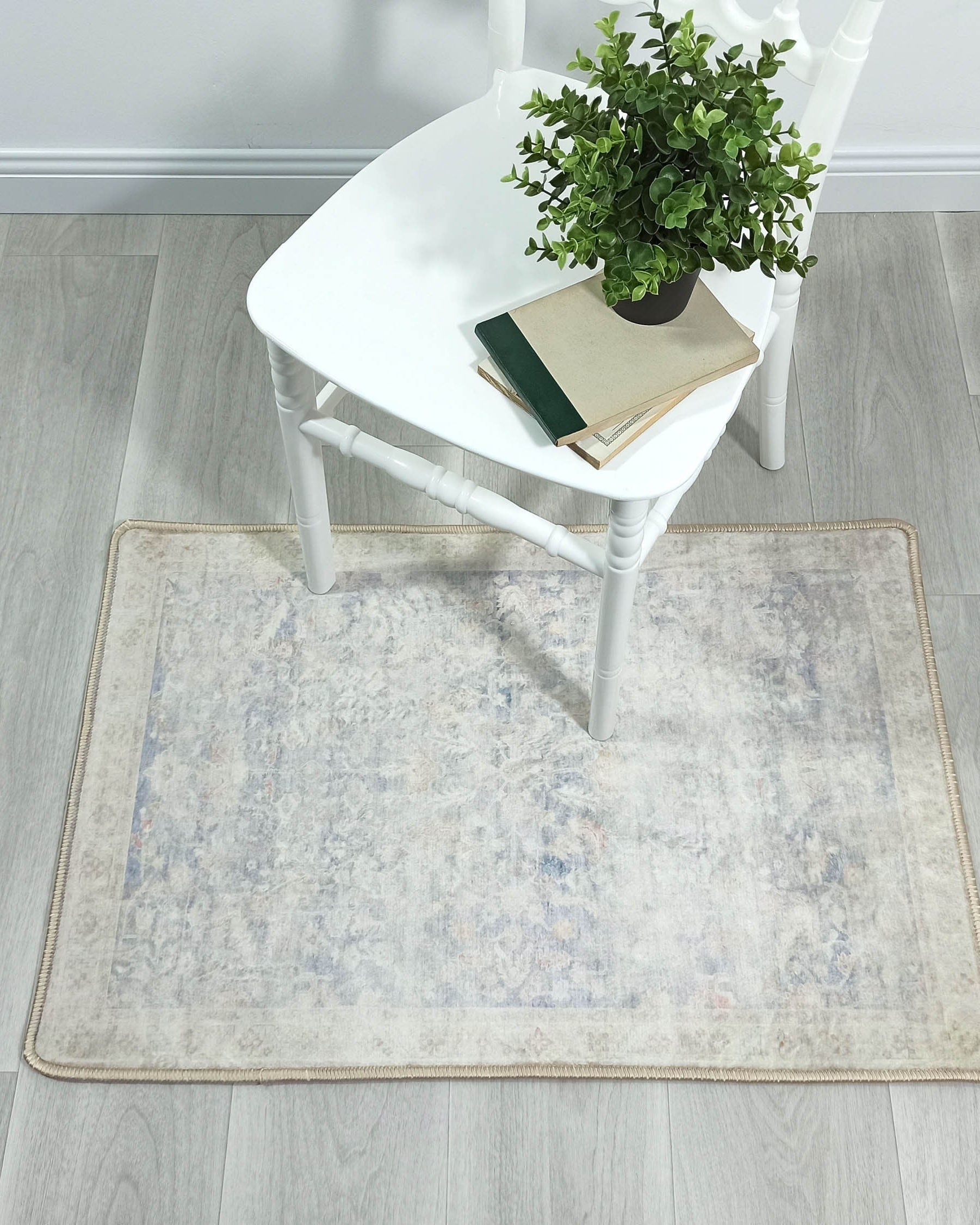Londyn Neutral Faded Navy Blue Oushak Small 2x3 Rug