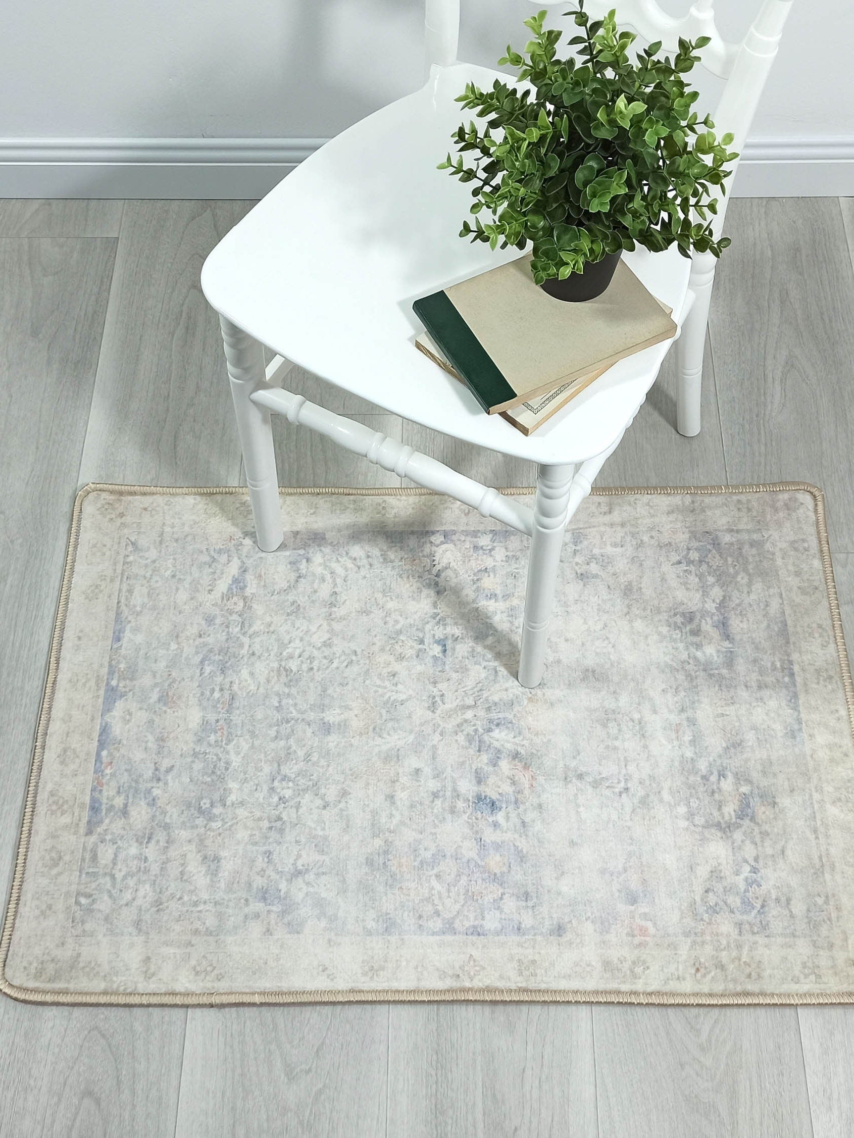 Londyn Neutral Faded Navy Blue Oushak Small 2x3 Rug