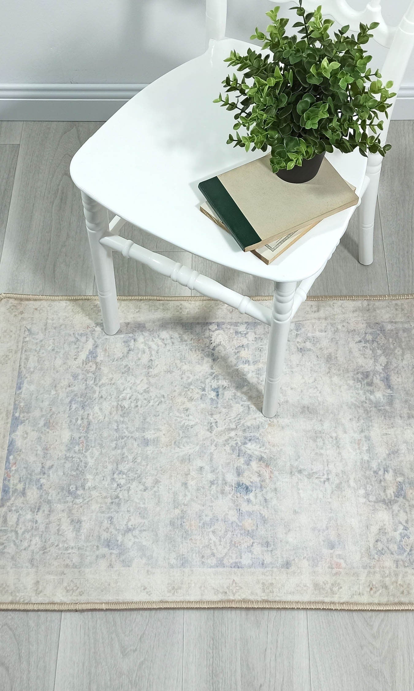 Londyn Neutral Faded Navy Blue Oushak Small 2x3 Rug