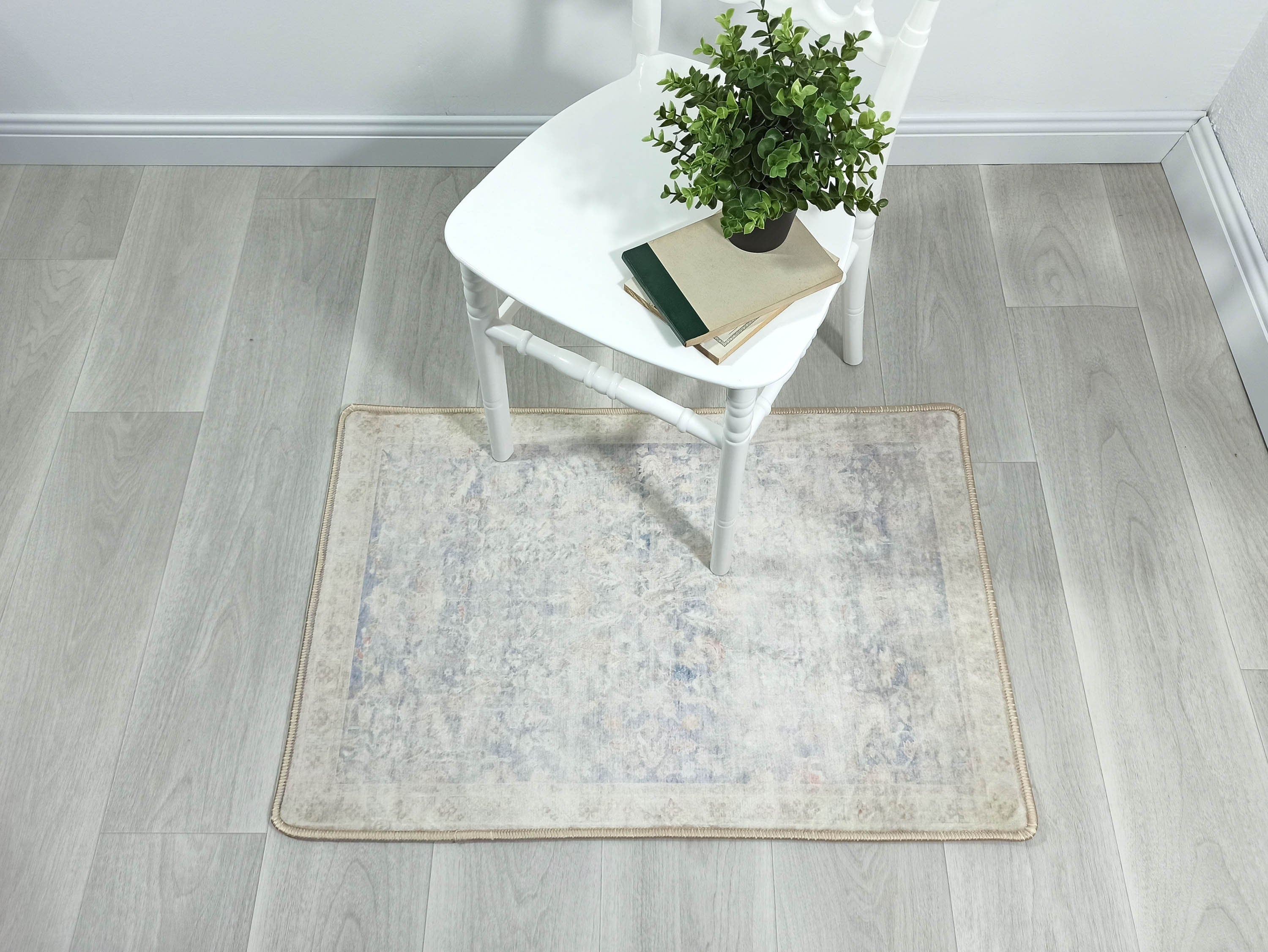 Londyn Neutral Faded Navy Blue Oushak Small 2x3 Rug