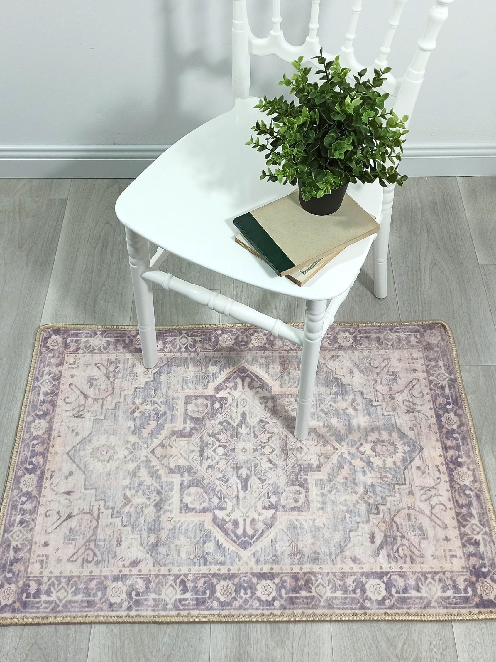 Mayven Neutral Beige Lavender Heriz Persian 2x3 Rug