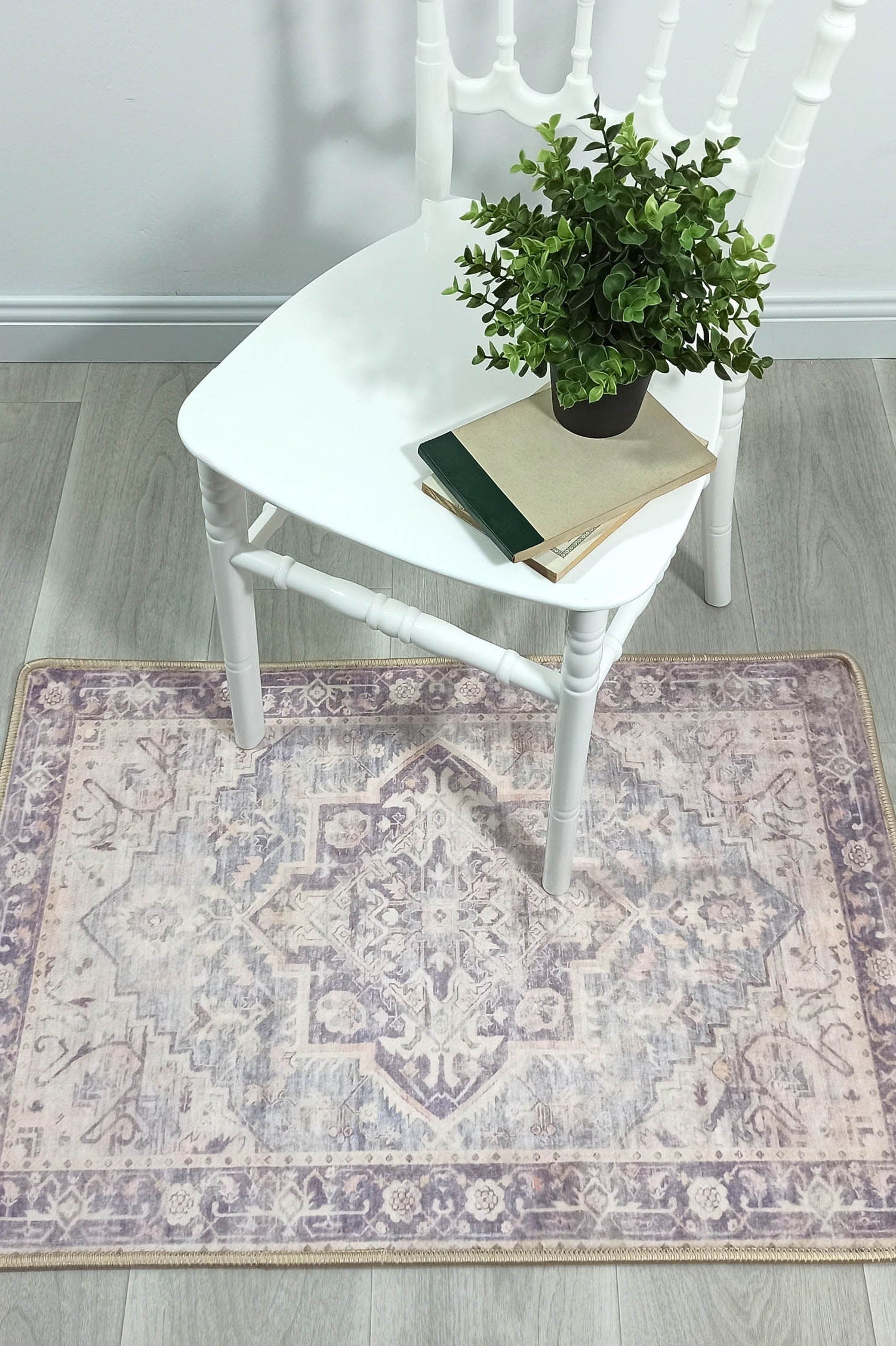 Mayven Neutral Beige Lavender Heriz Persian 2x3 Rug
