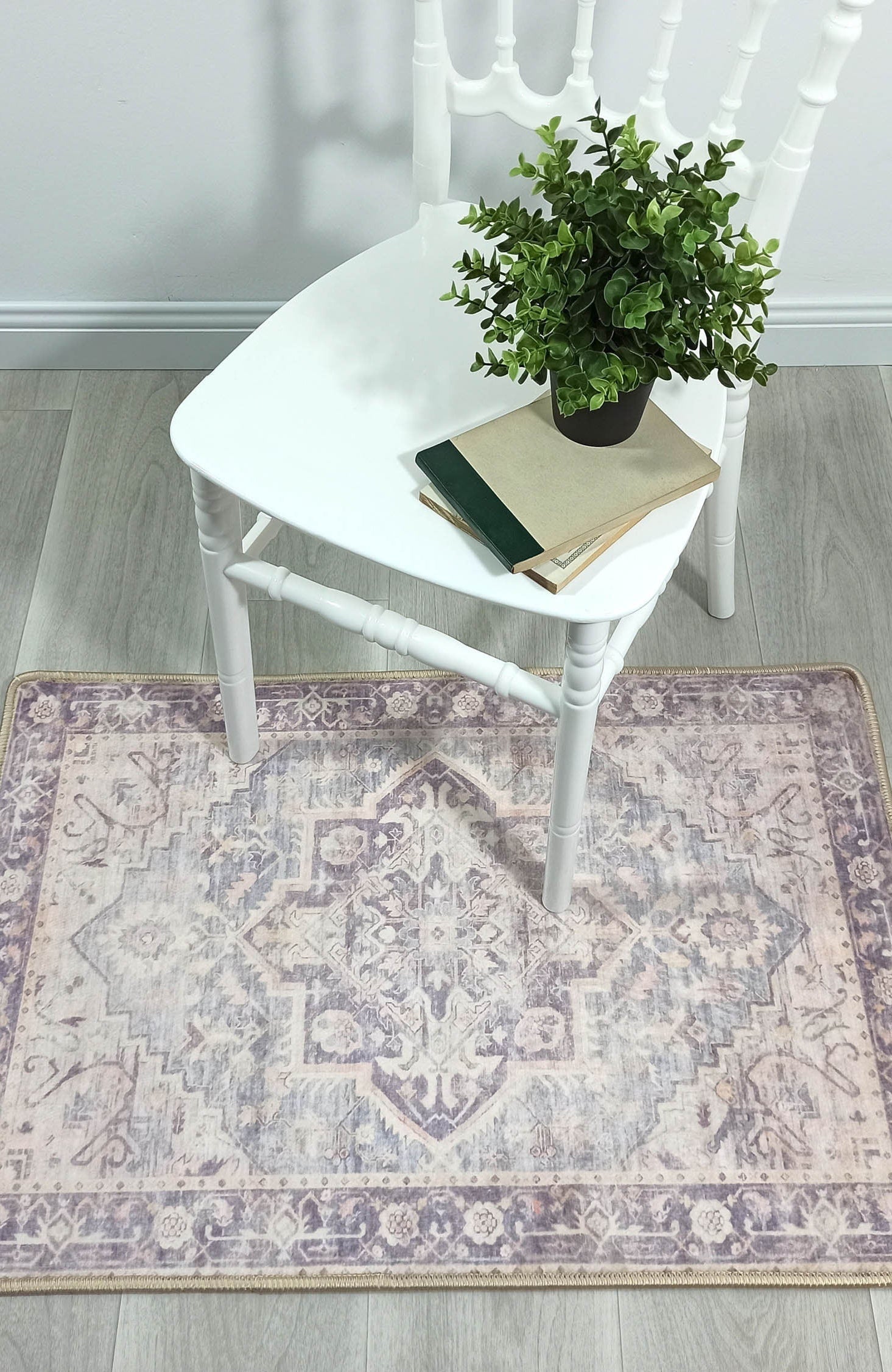 Mayven Neutral Beige Lavender Heriz Persian 2x3 Rug