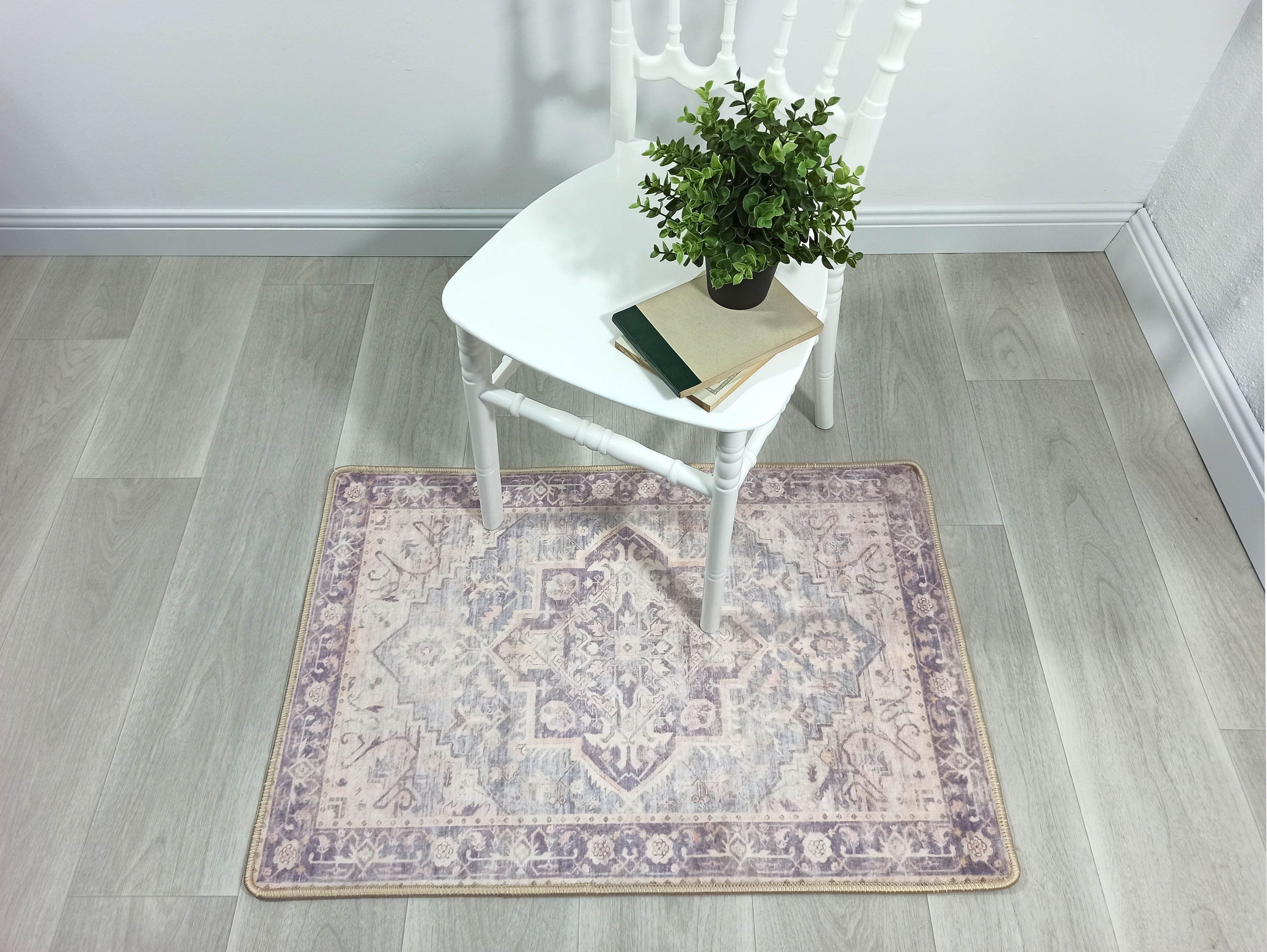 Mayven Neutral Beige Lavender Heriz Persian 2x3 Rug