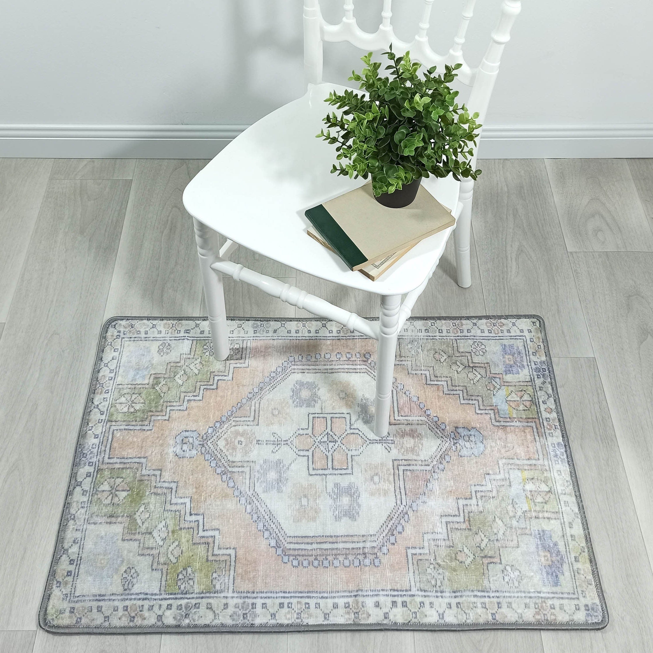 Erin Beige Green Vintage Turkish 2x3 Rug