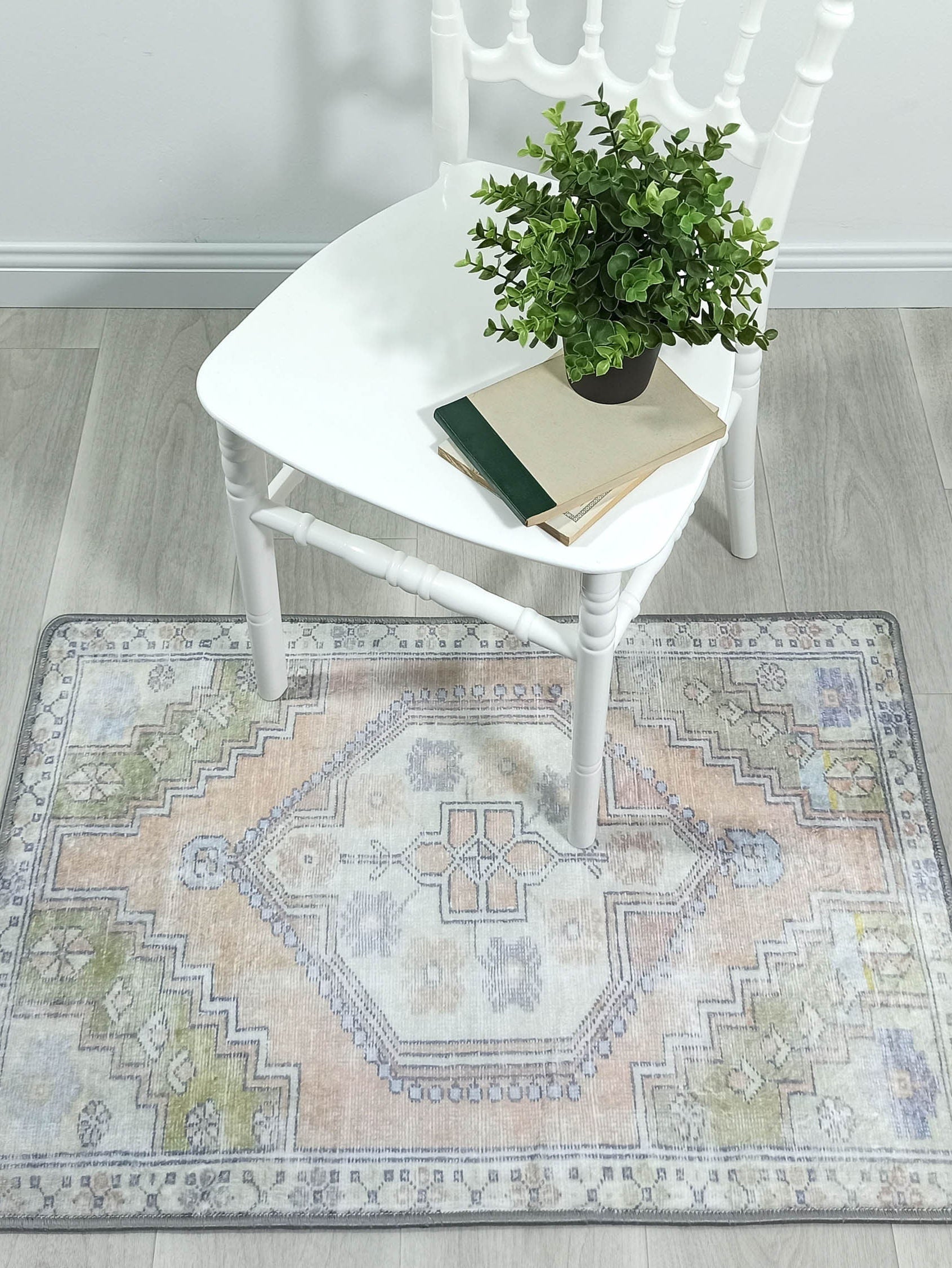 Erin Beige Green Vintage Turkish 2x3 Rug