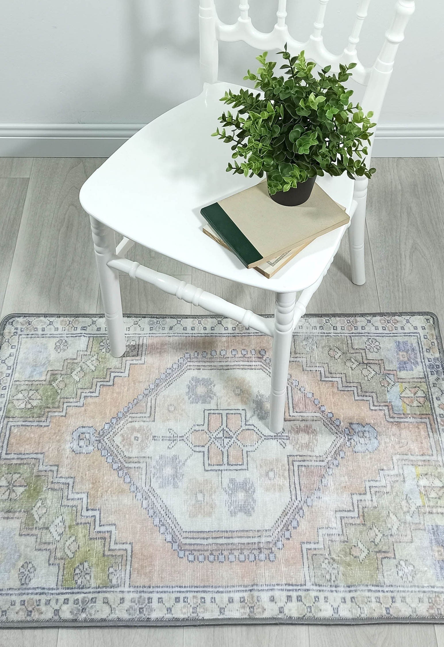 Erin Beige Green Vintage Turkish 2x3 Rug