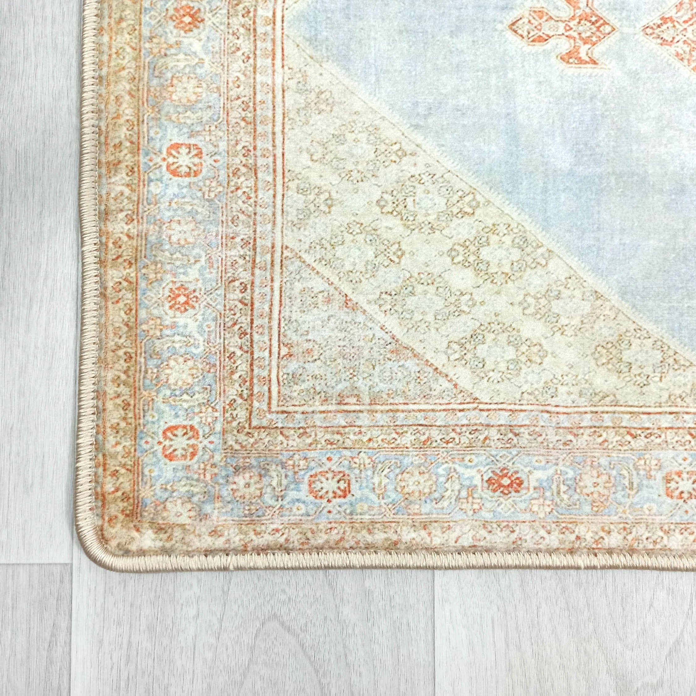 Amelia Natural Rust Blue Beige Vintage Persian 2x3 Rug