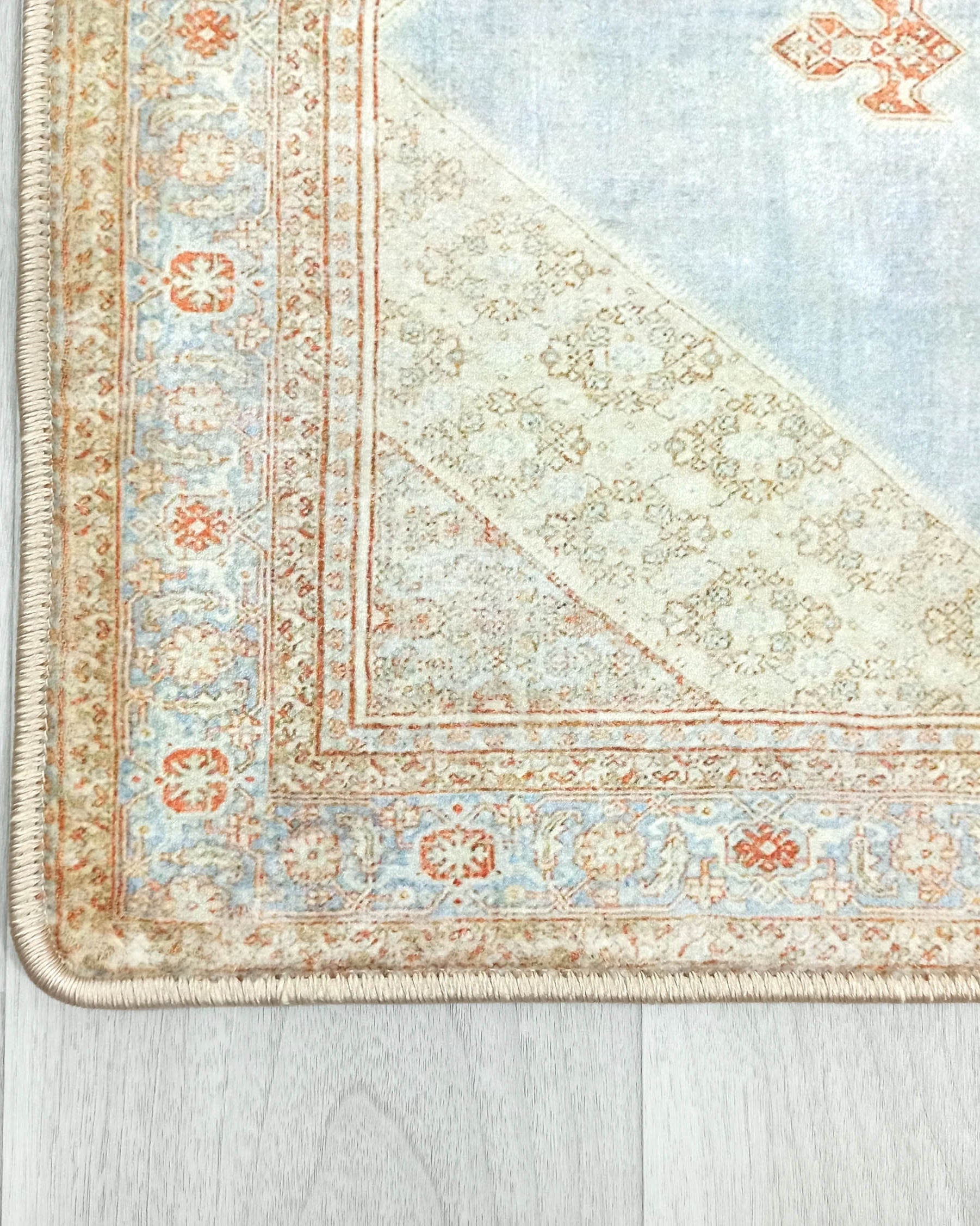 Amelia Natural Rust Blue Beige Vintage Persian 2x3 Rug