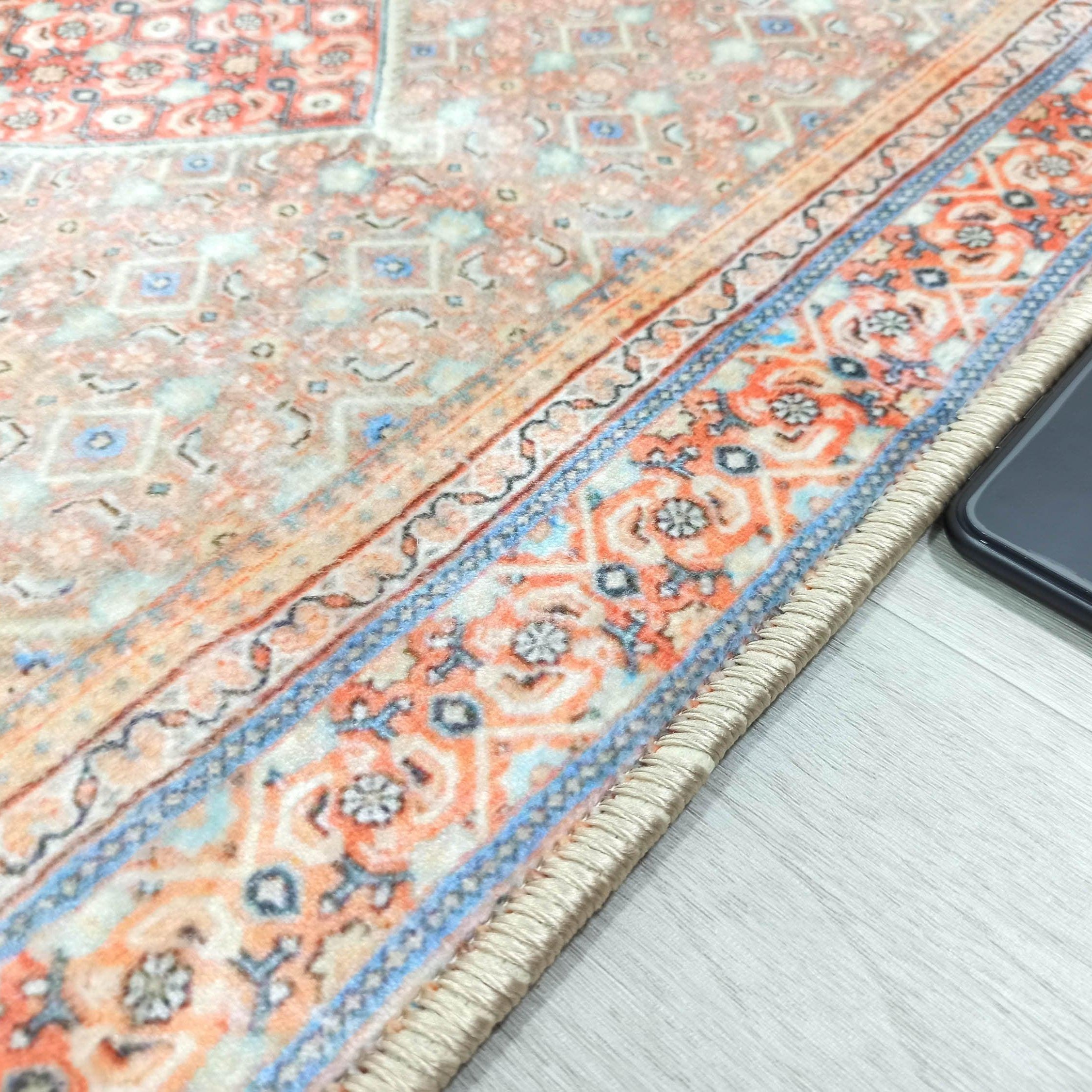 Kashan Faded Orange Blue Persian 2x3 Rug