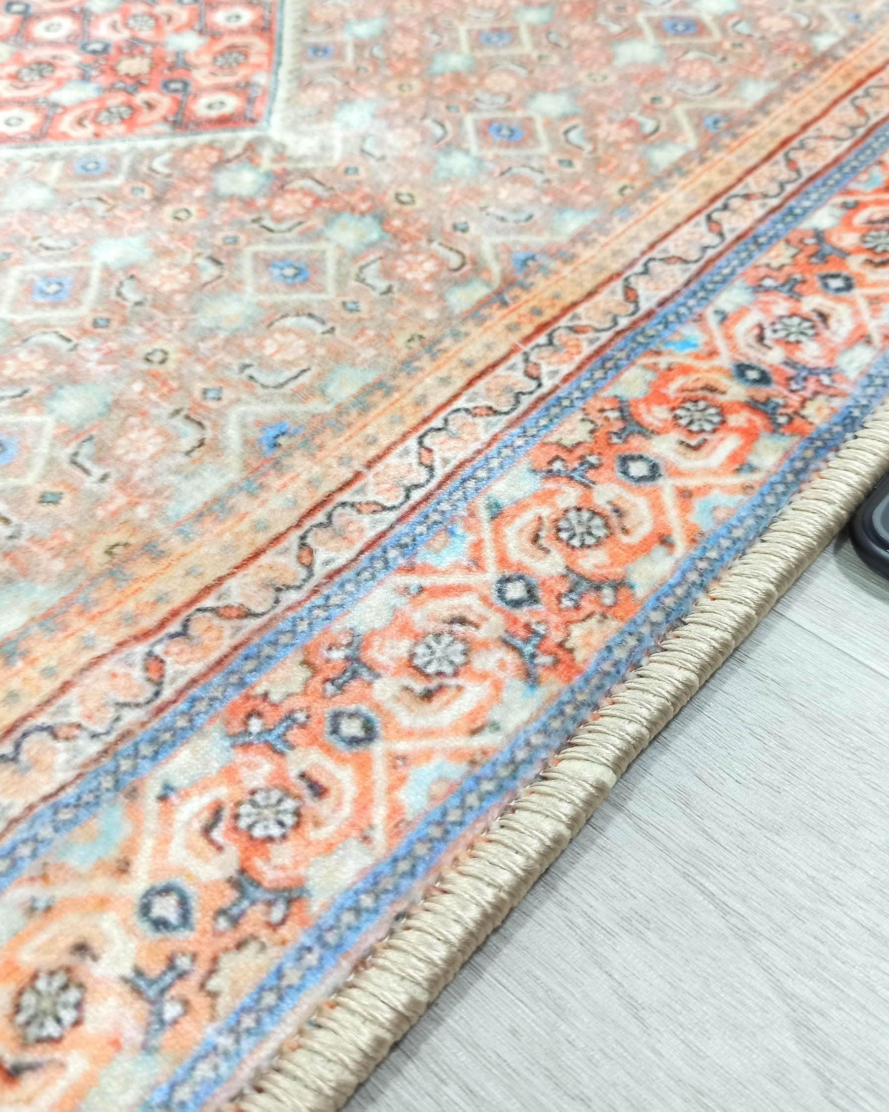 Kashan Faded Orange Blue Persian 2x3 Rug