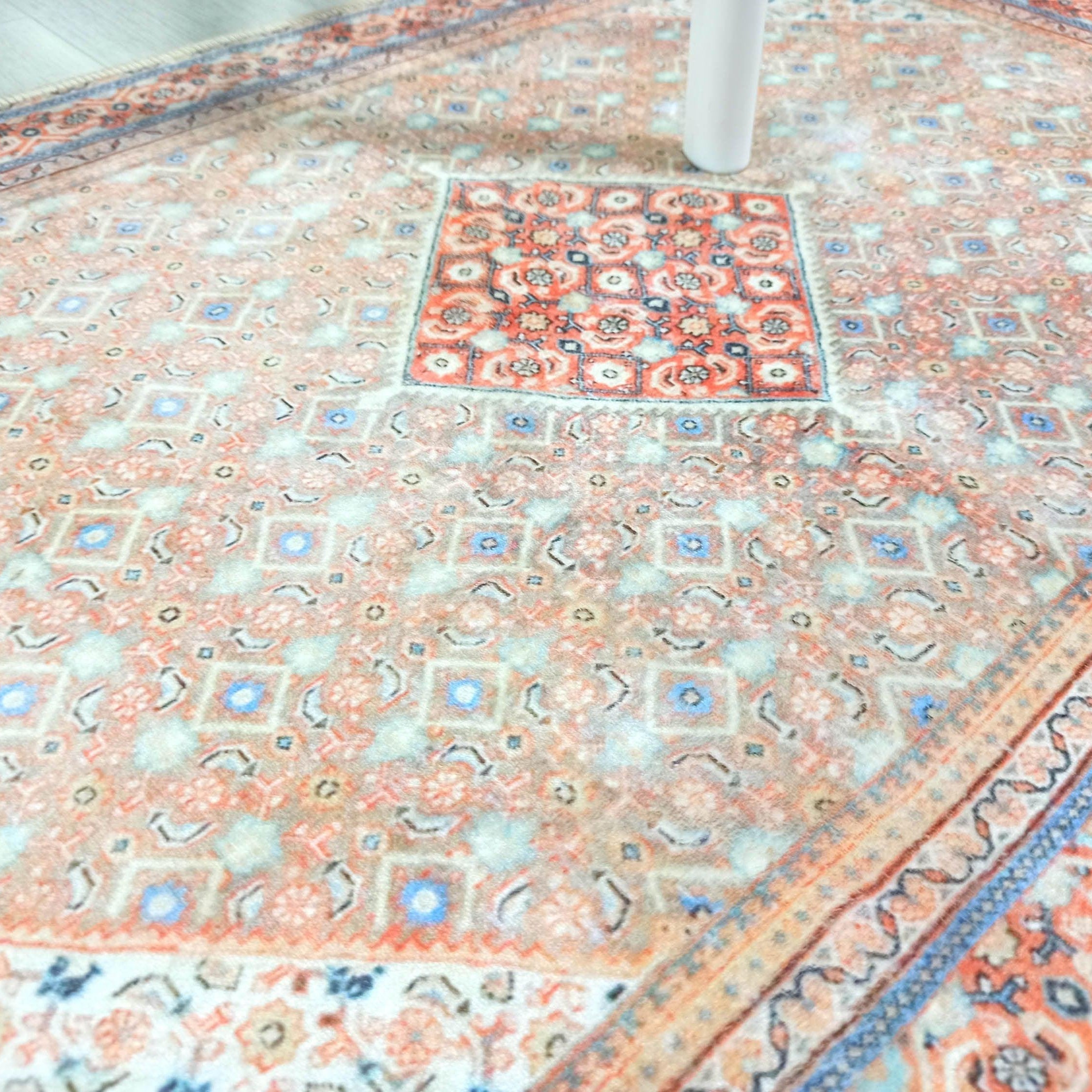 Kashan Faded Orange Blue Persian 2x3 Rug