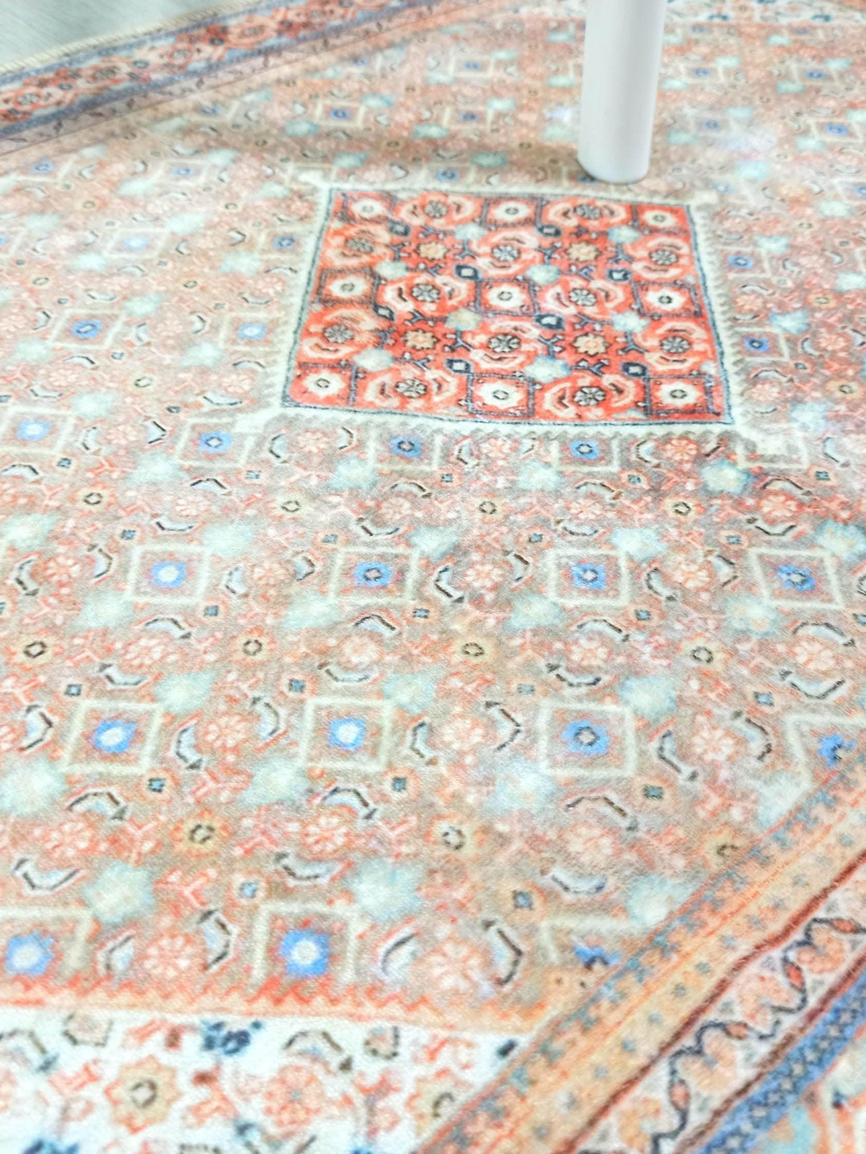 Kashan Faded Orange Blue Persian 2x3 Rug