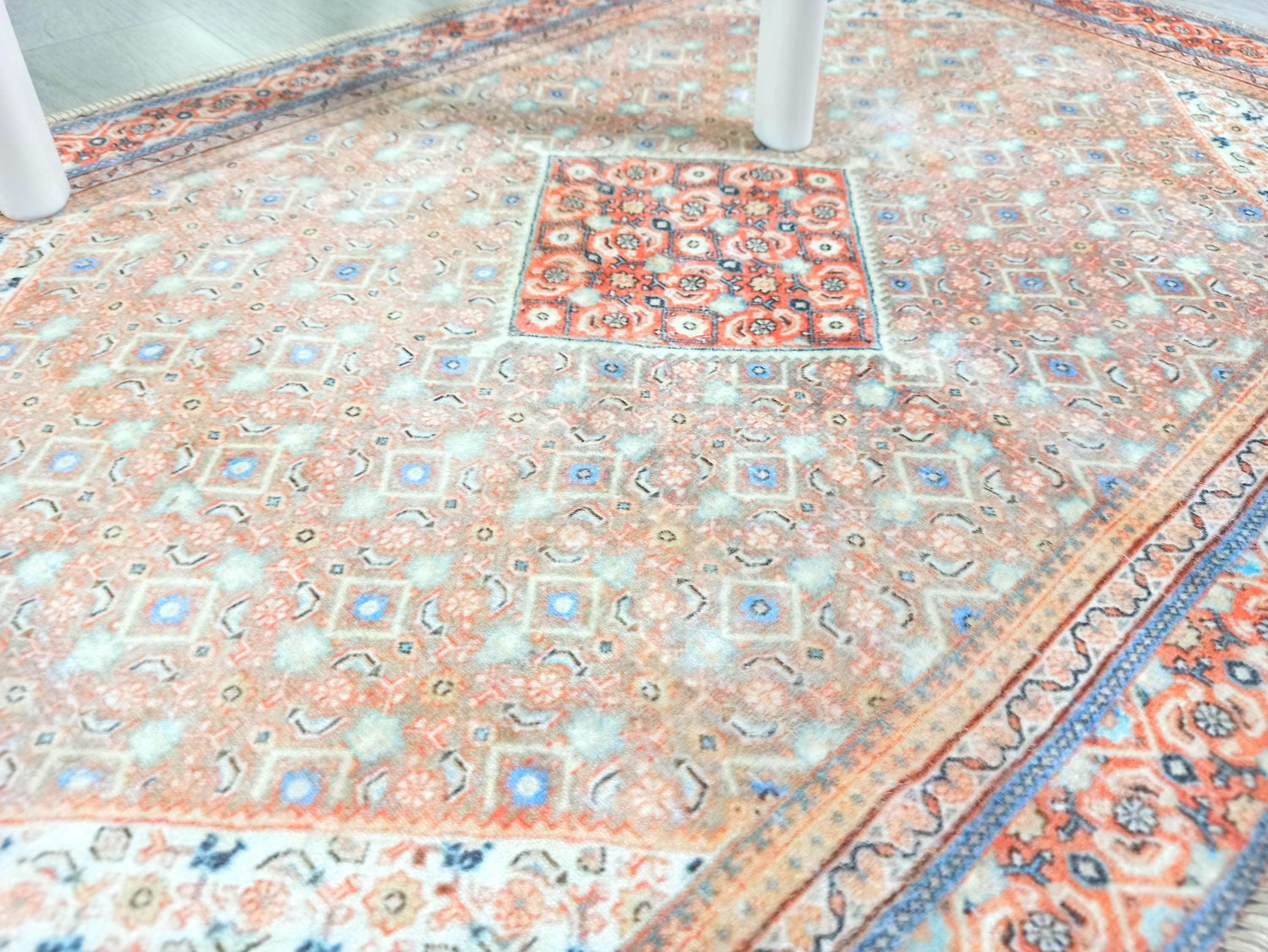 Kashan Faded Orange Blue Persian 2x3 Rug