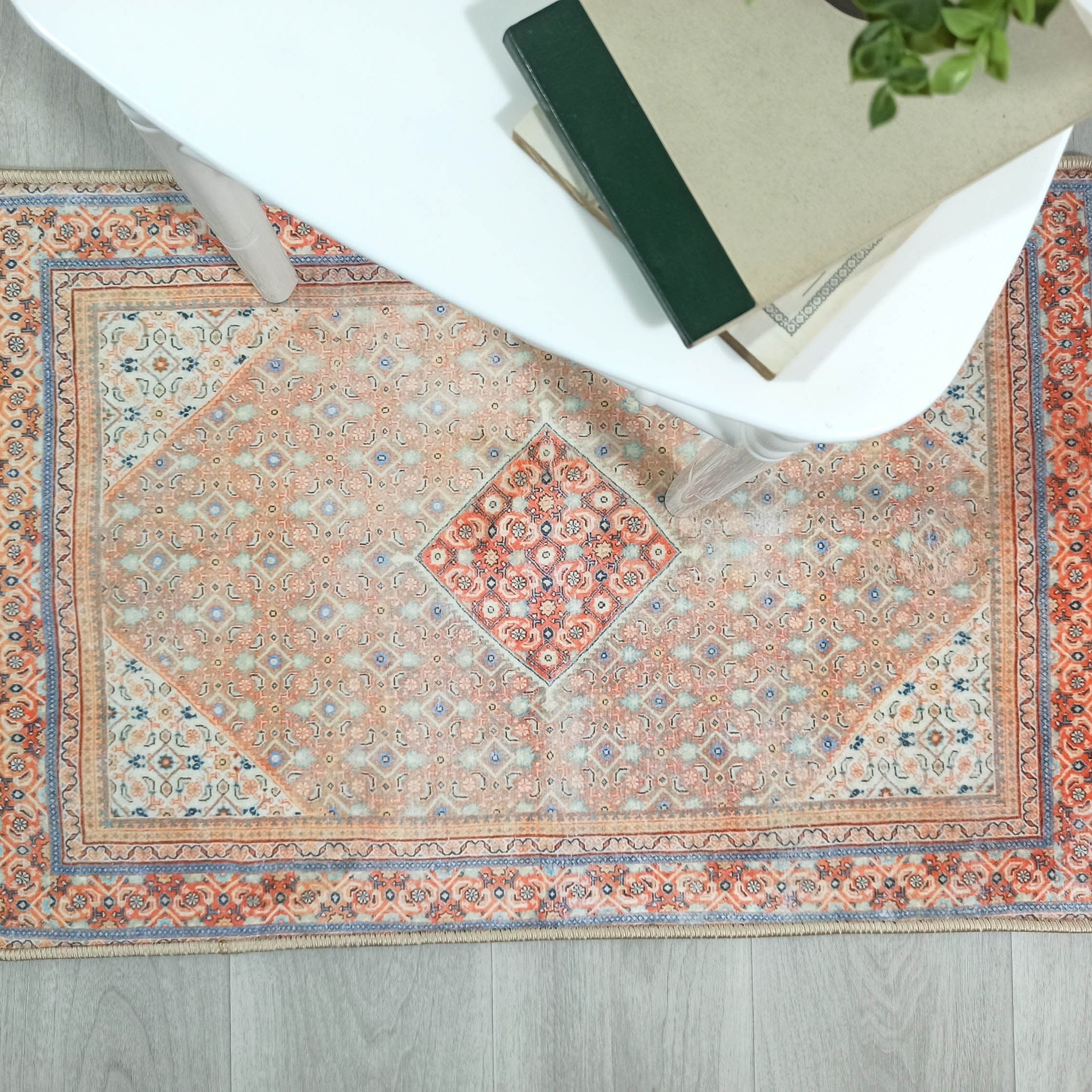 Kashan Faded Orange Blue Persian 2x3 Rug