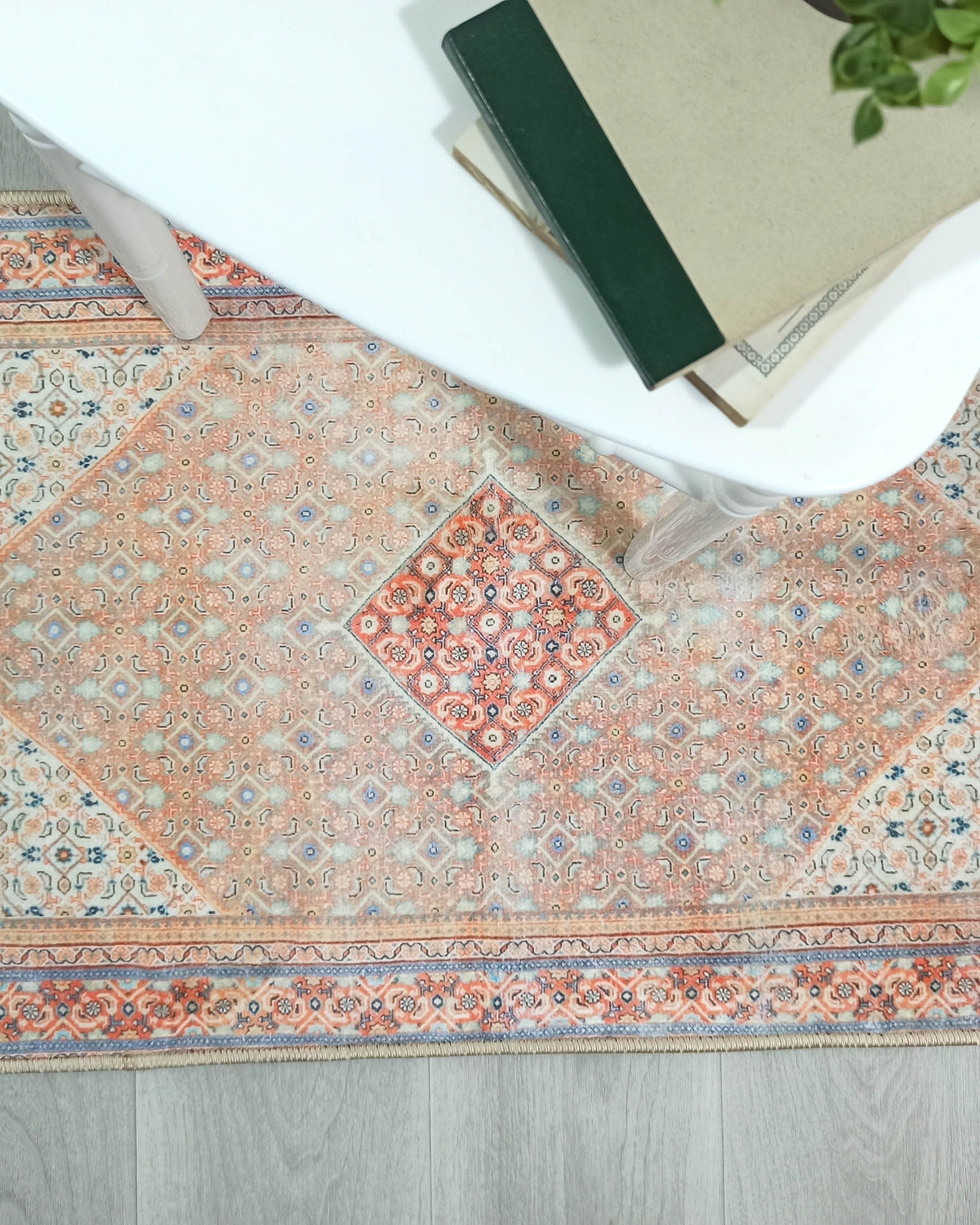 Kashan Faded Orange Blue Persian 2x3 Rug