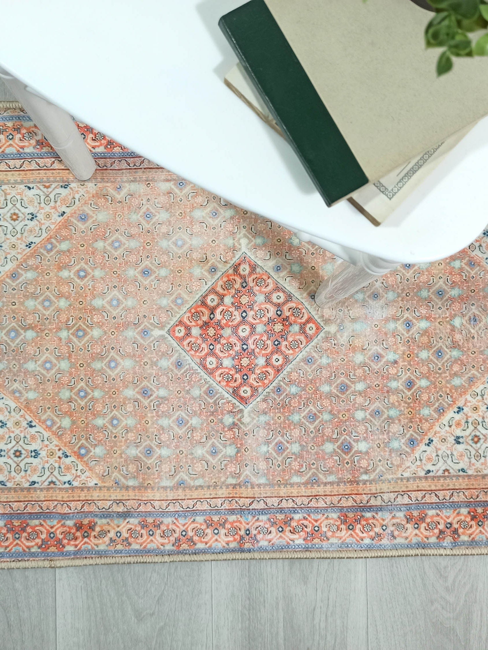 Kashan Faded Orange Blue Persian 2x3 Rug