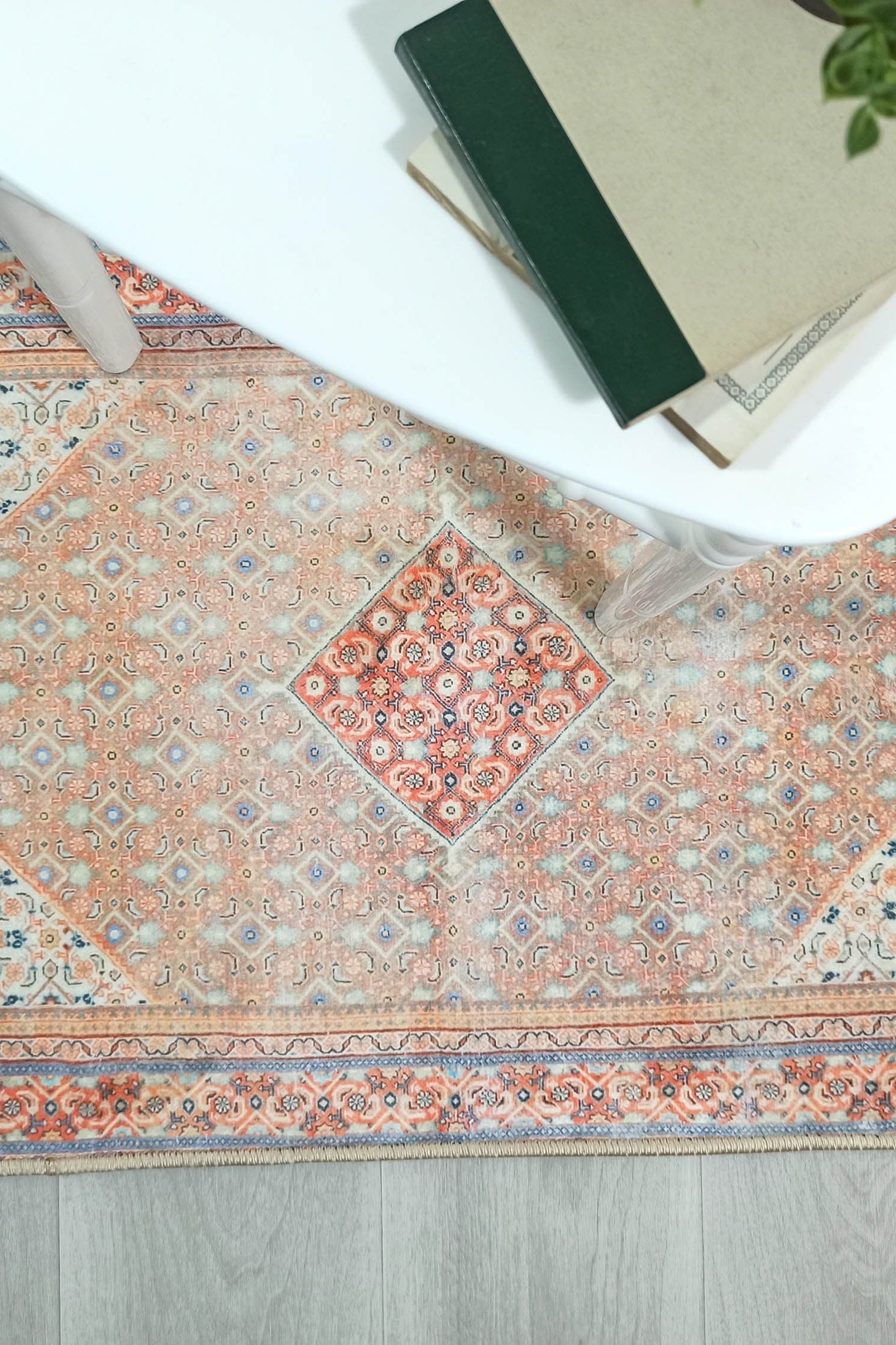 Kashan Faded Orange Blue Persian 2x3 Rug