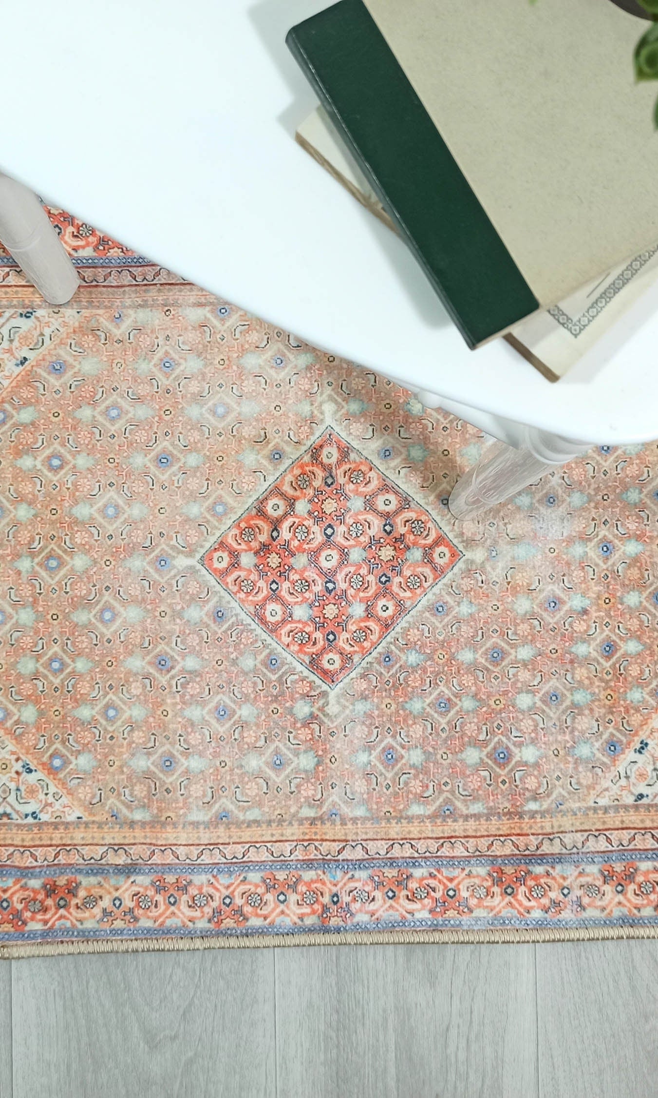 Kashan Faded Orange Blue Persian 2x3 Rug