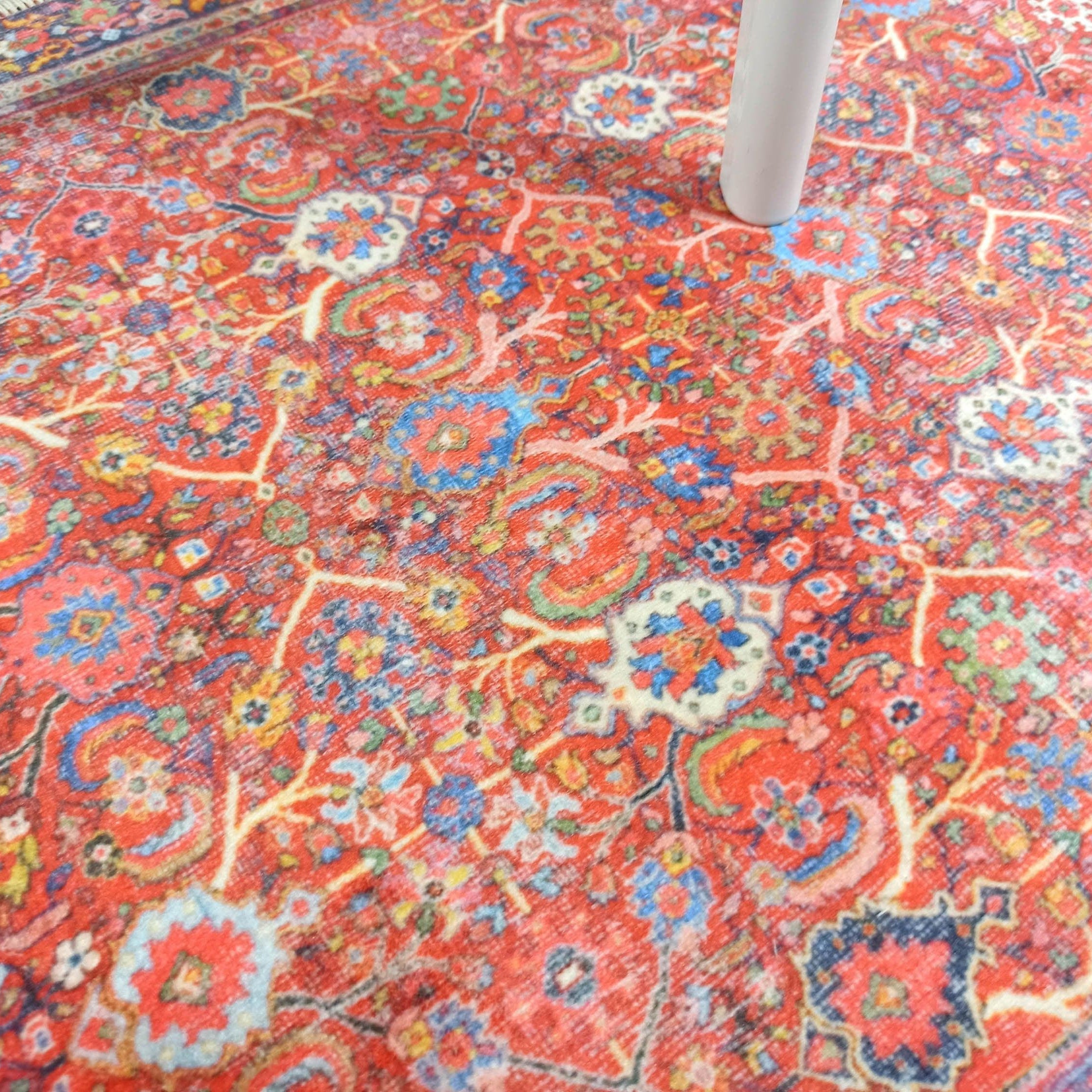 Vivi Red Orange Floral Turkish 2x3 Rug