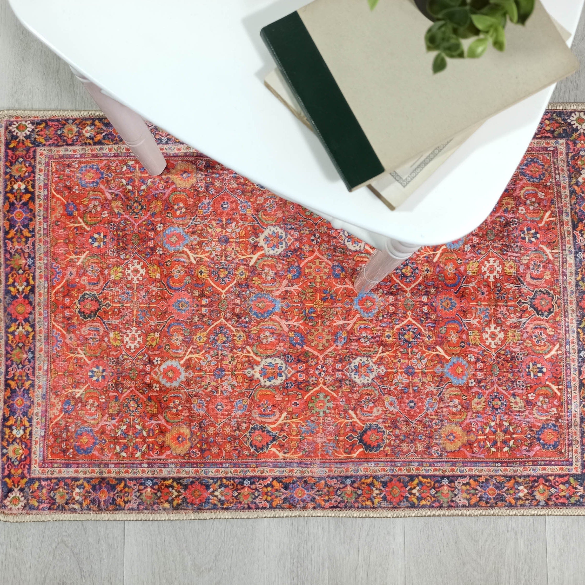 Vivi Red Orange Floral Turkish 2x3 Rug