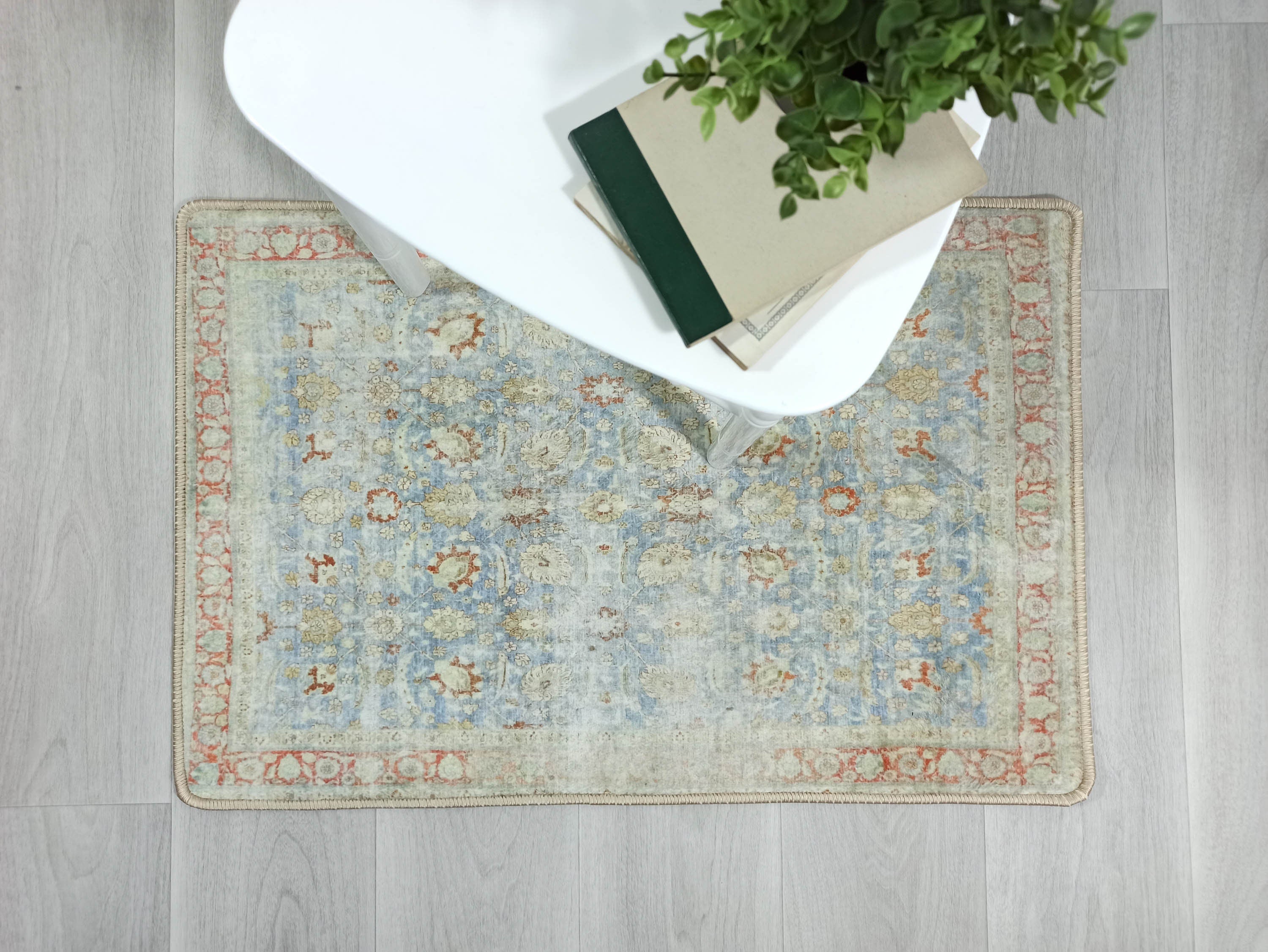 Alys Faded Blue Beige Vintage Turkish 2x3 Rug