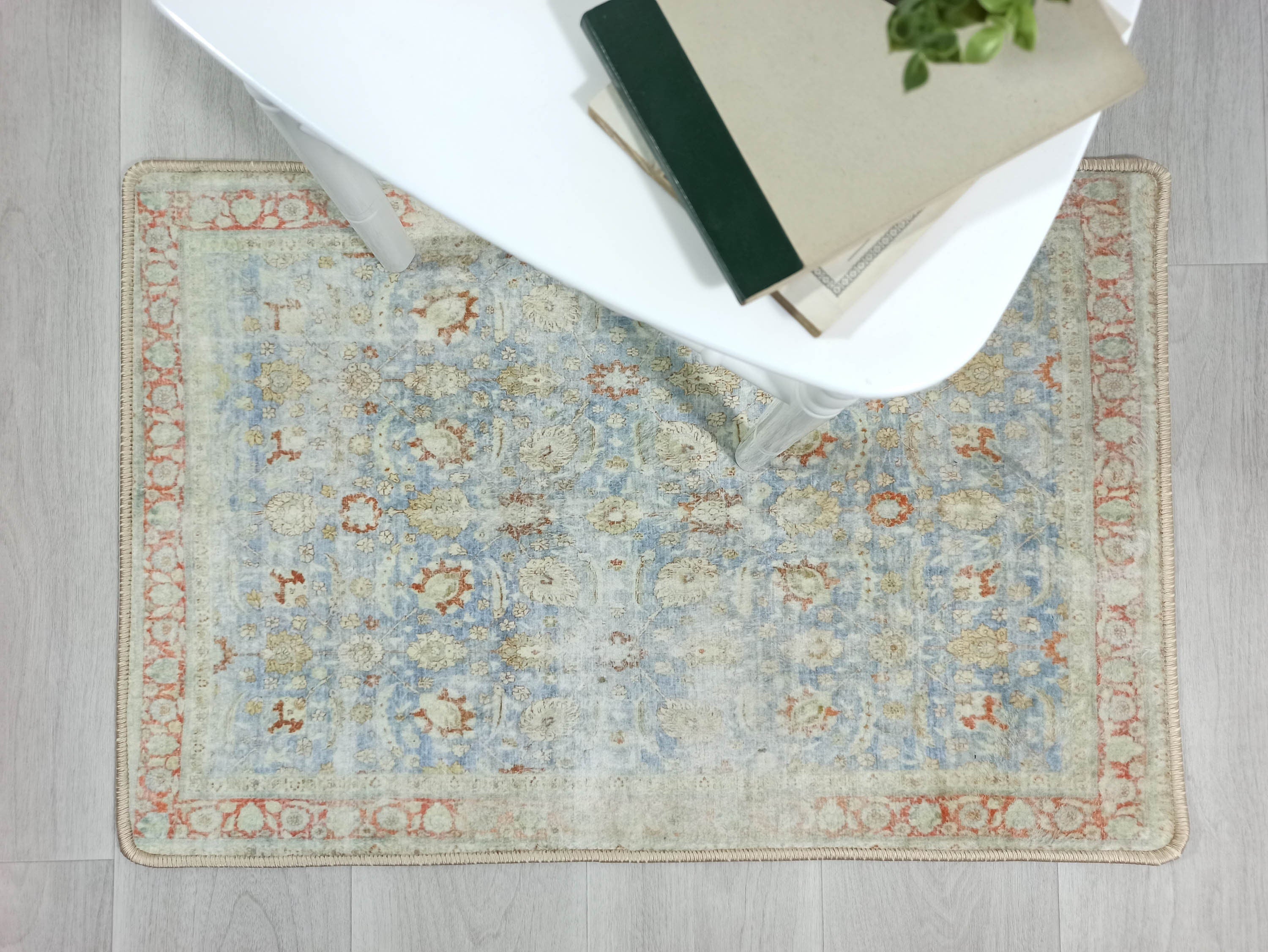 Alys Faded Blue Beige Vintage Turkish 2x3 Rug