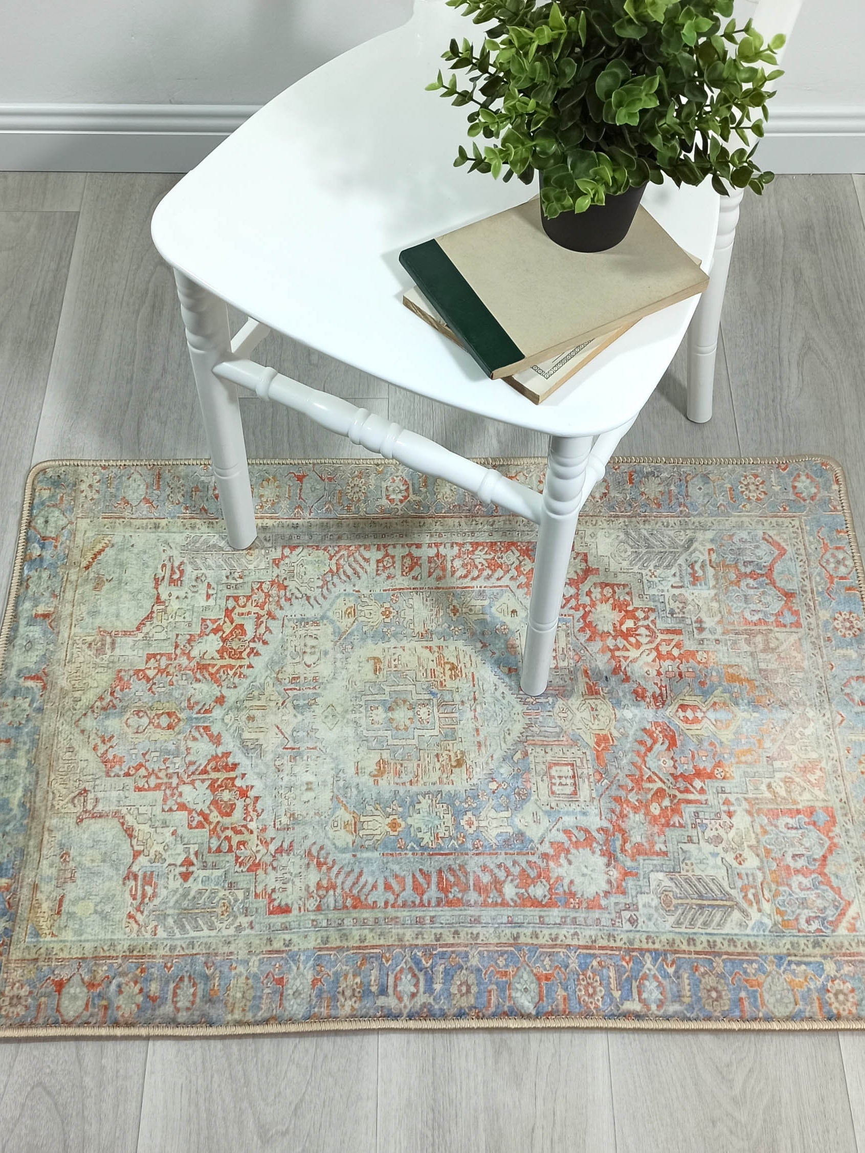 Kyler Faded Blue Orange Persian Small 2x3 Rug