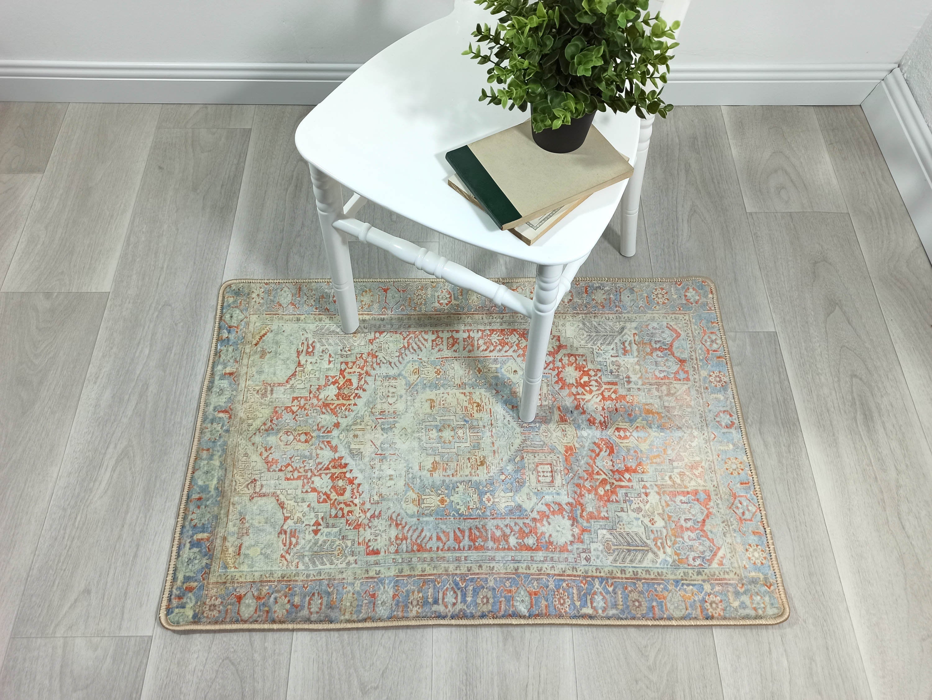 Kyler Faded Blue Orange Persian Small 2x3 Rug