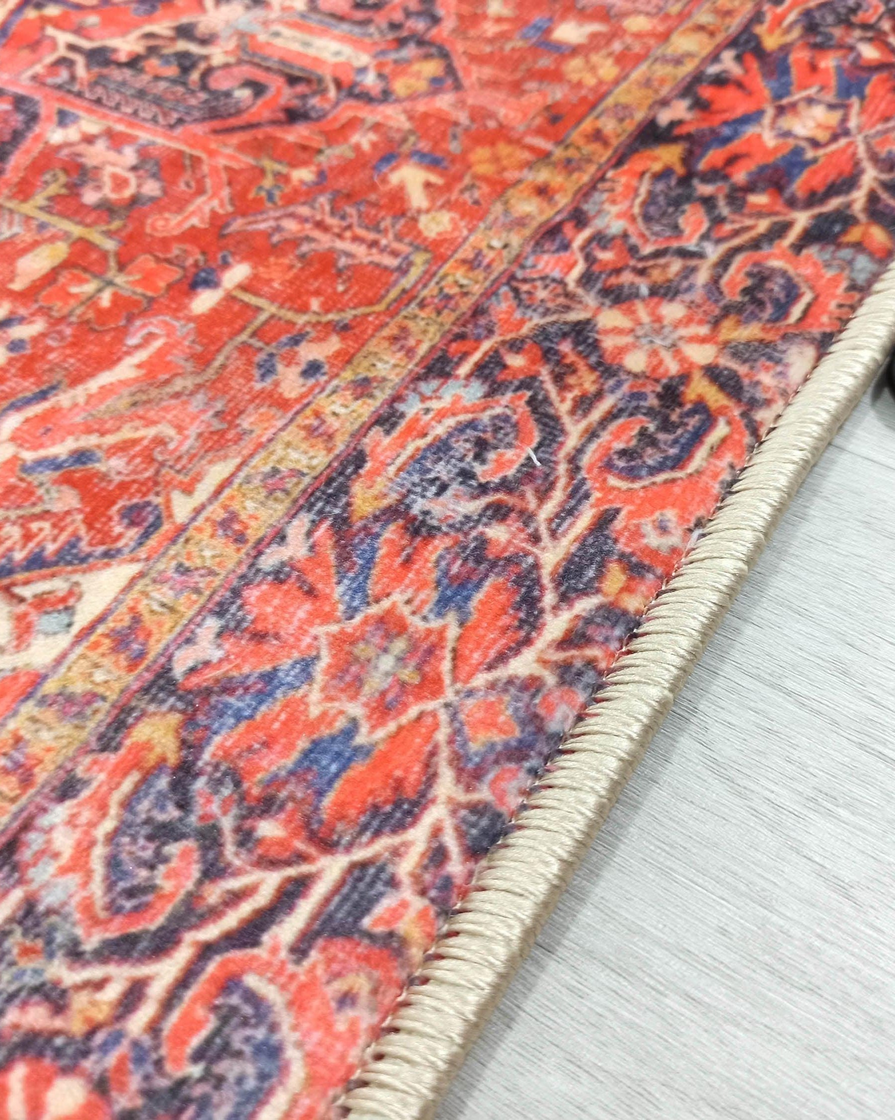 Emery Red Blue Heriz Persian 2x3 Rug