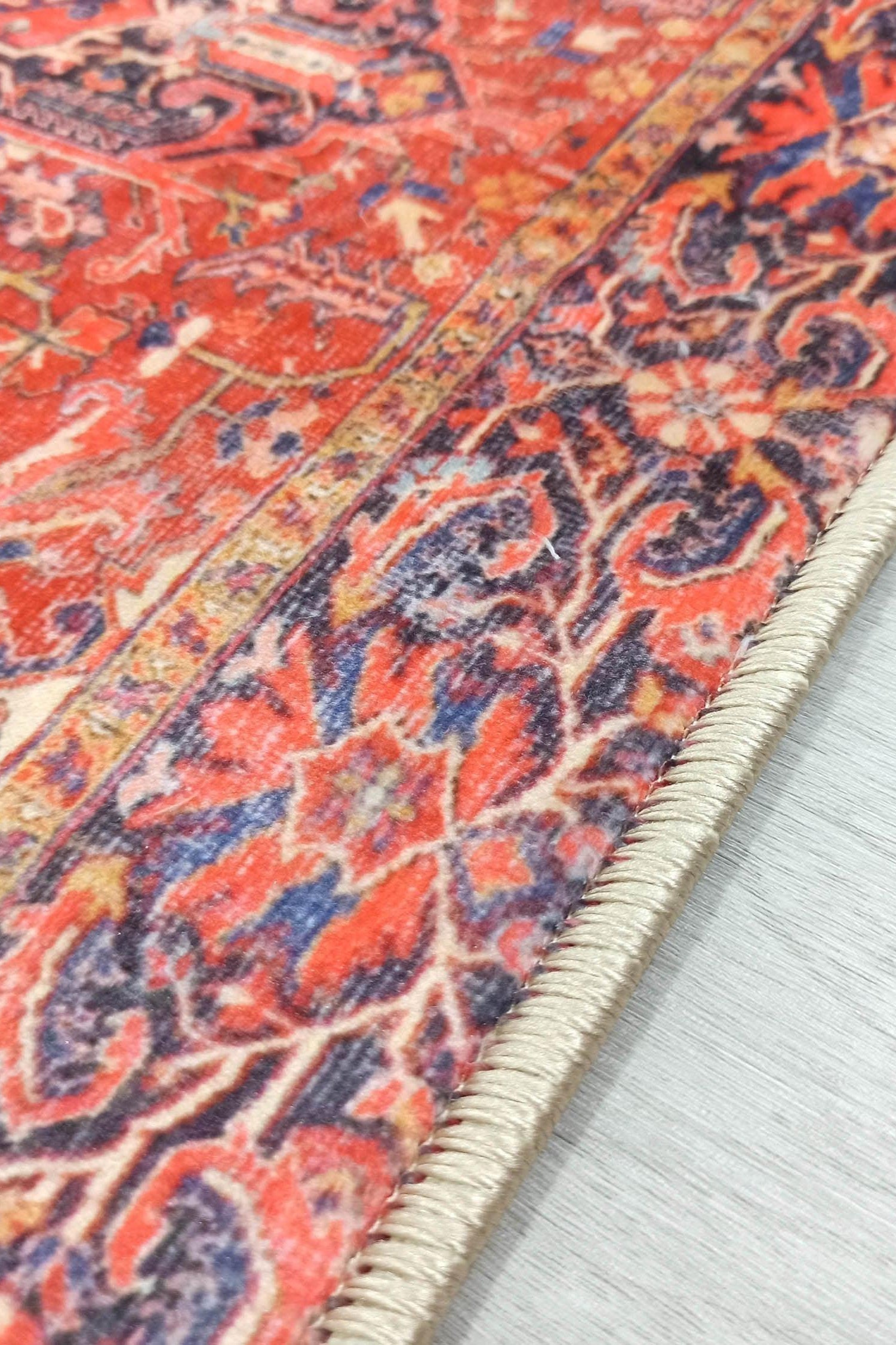 Emery Red Blue Heriz Persian 2x3 Rug