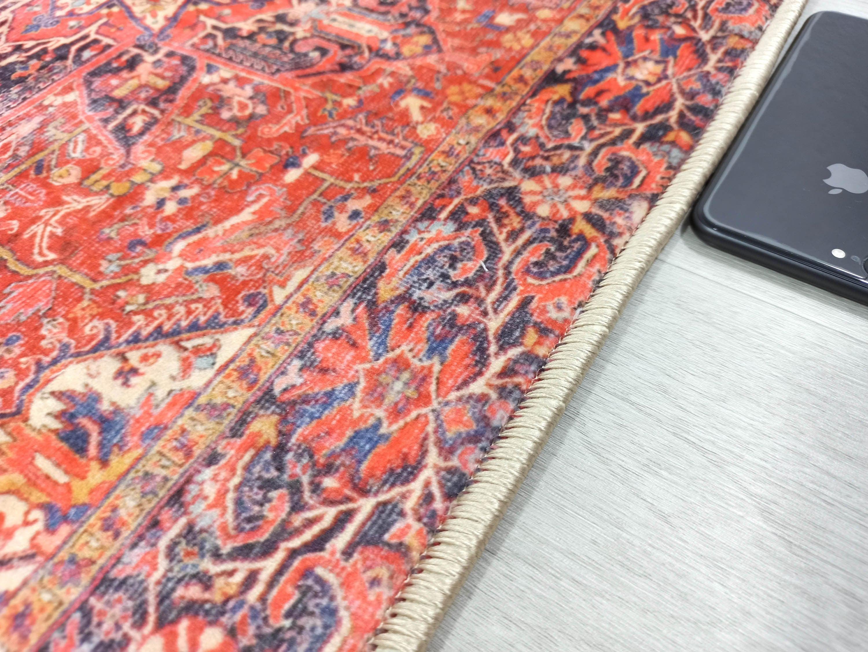 Emery Red Blue Heriz Persian 2x3 Rug