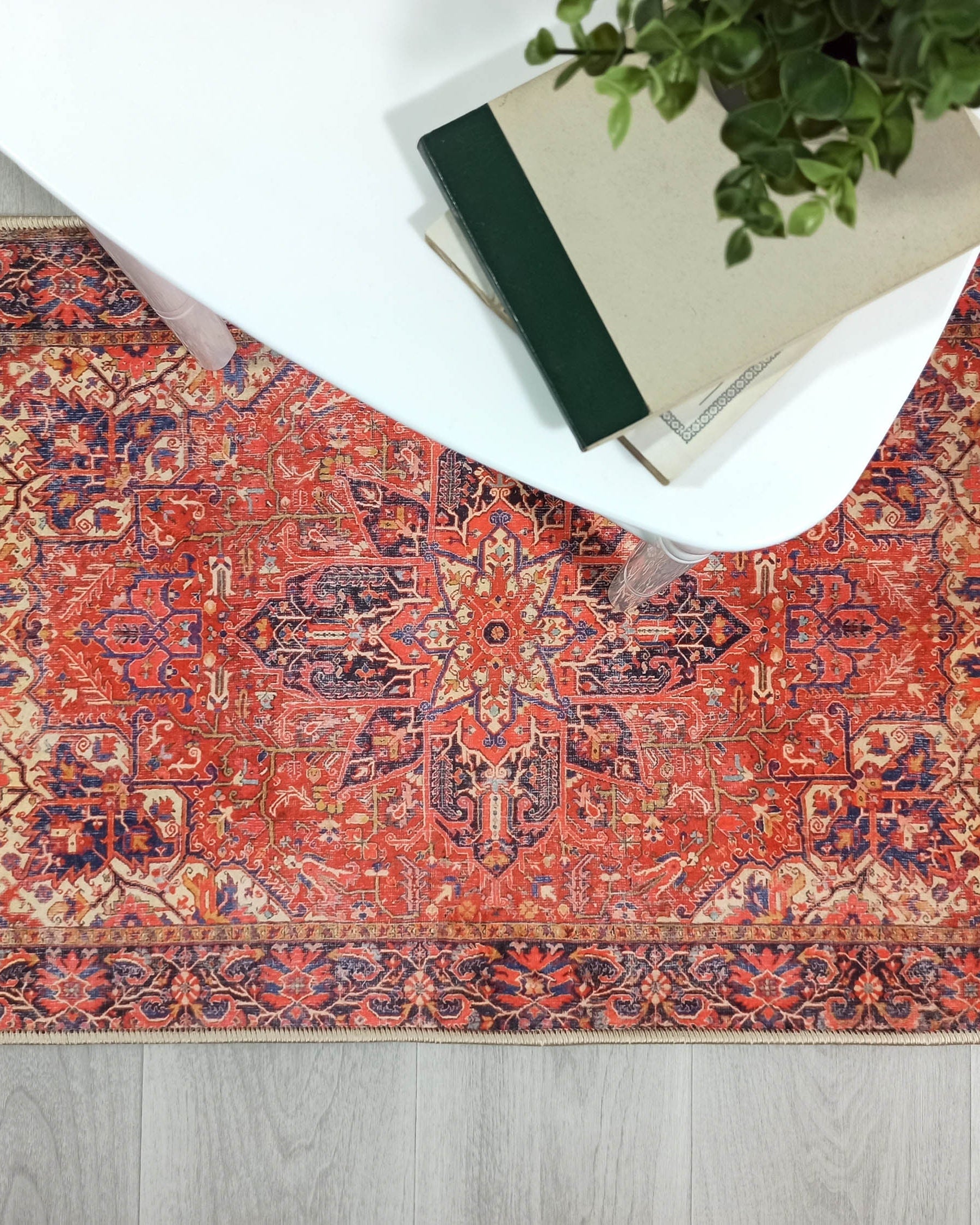 Emery Red Blue Heriz Persian 2x3 Rug