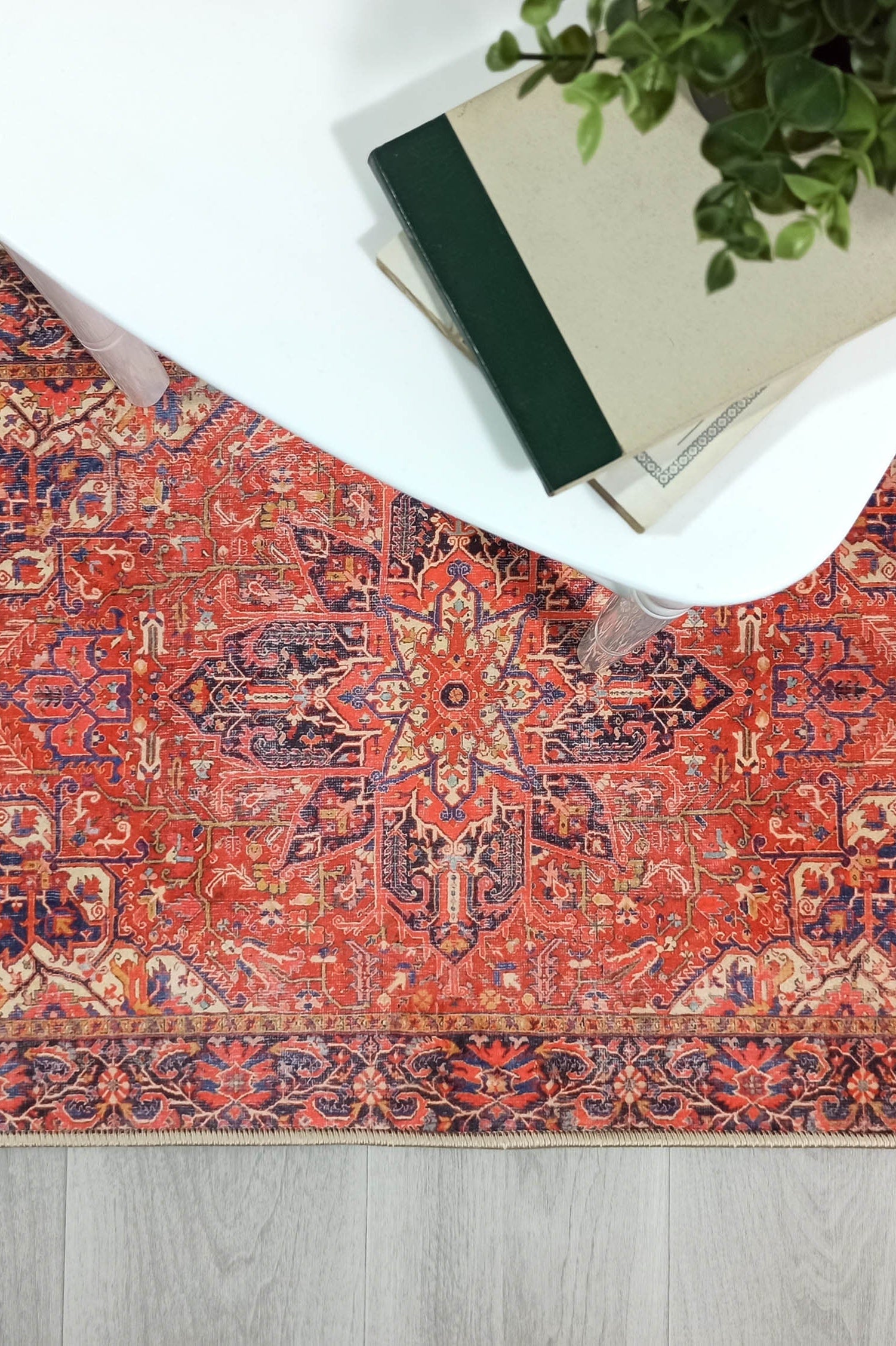 Emery Red Blue Heriz Persian 2x3 Rug