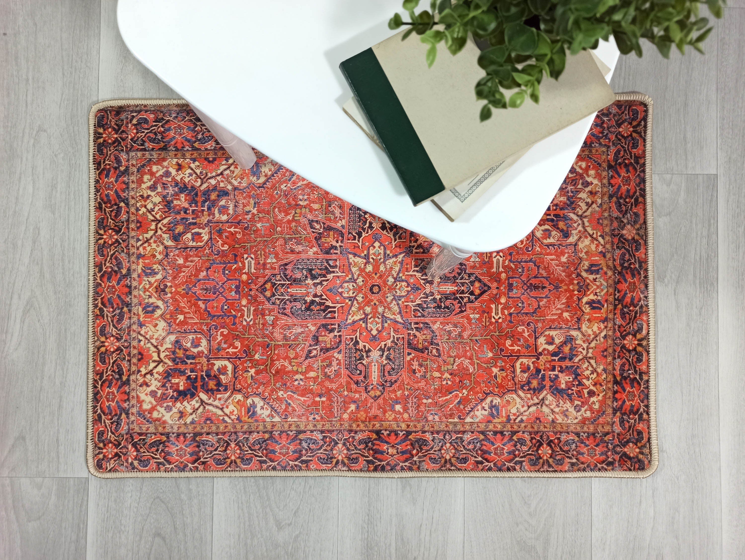 Emery Red Blue Heriz Persian 2x3 Rug