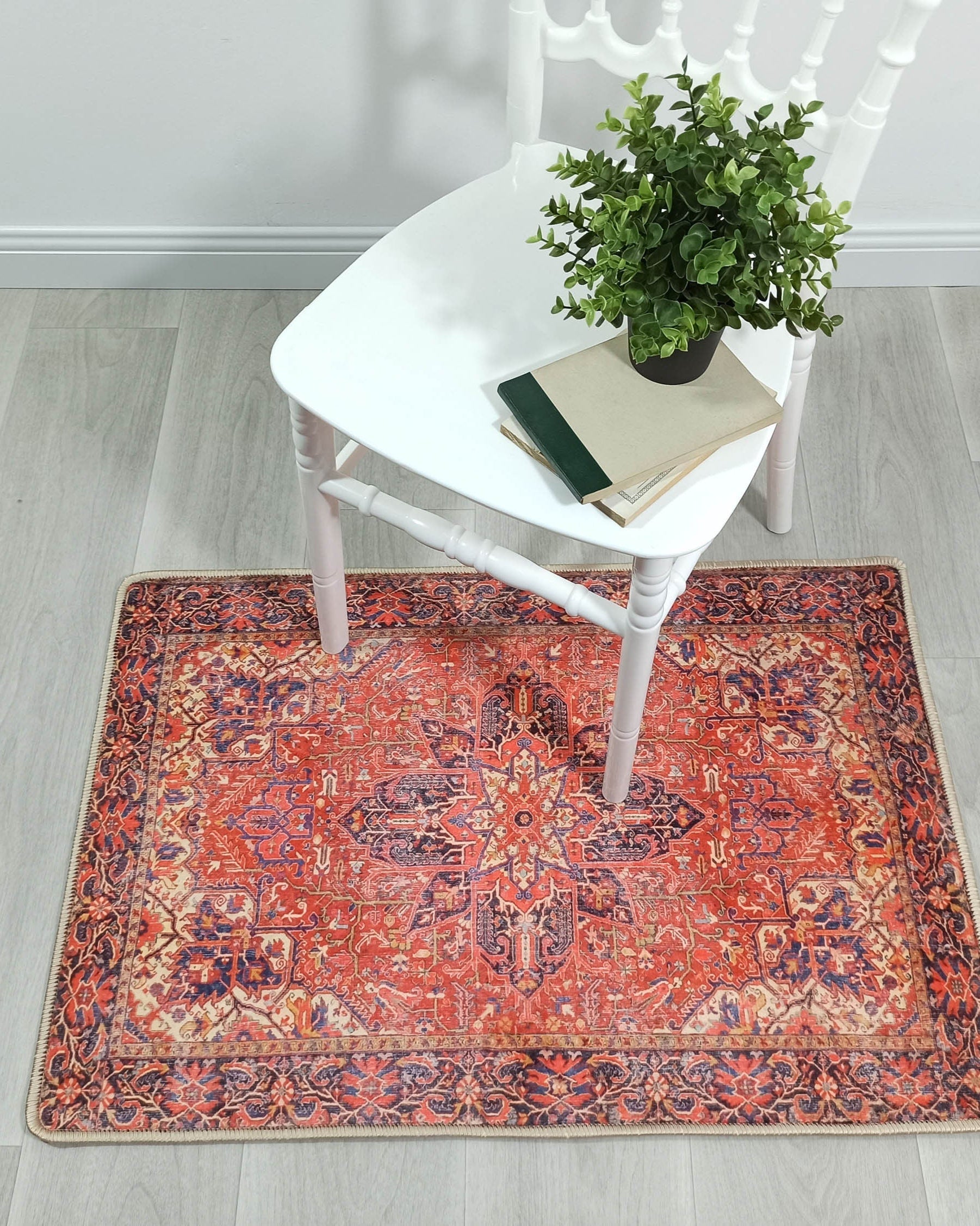 Emery Red Blue Heriz Persian 2x3 Rug