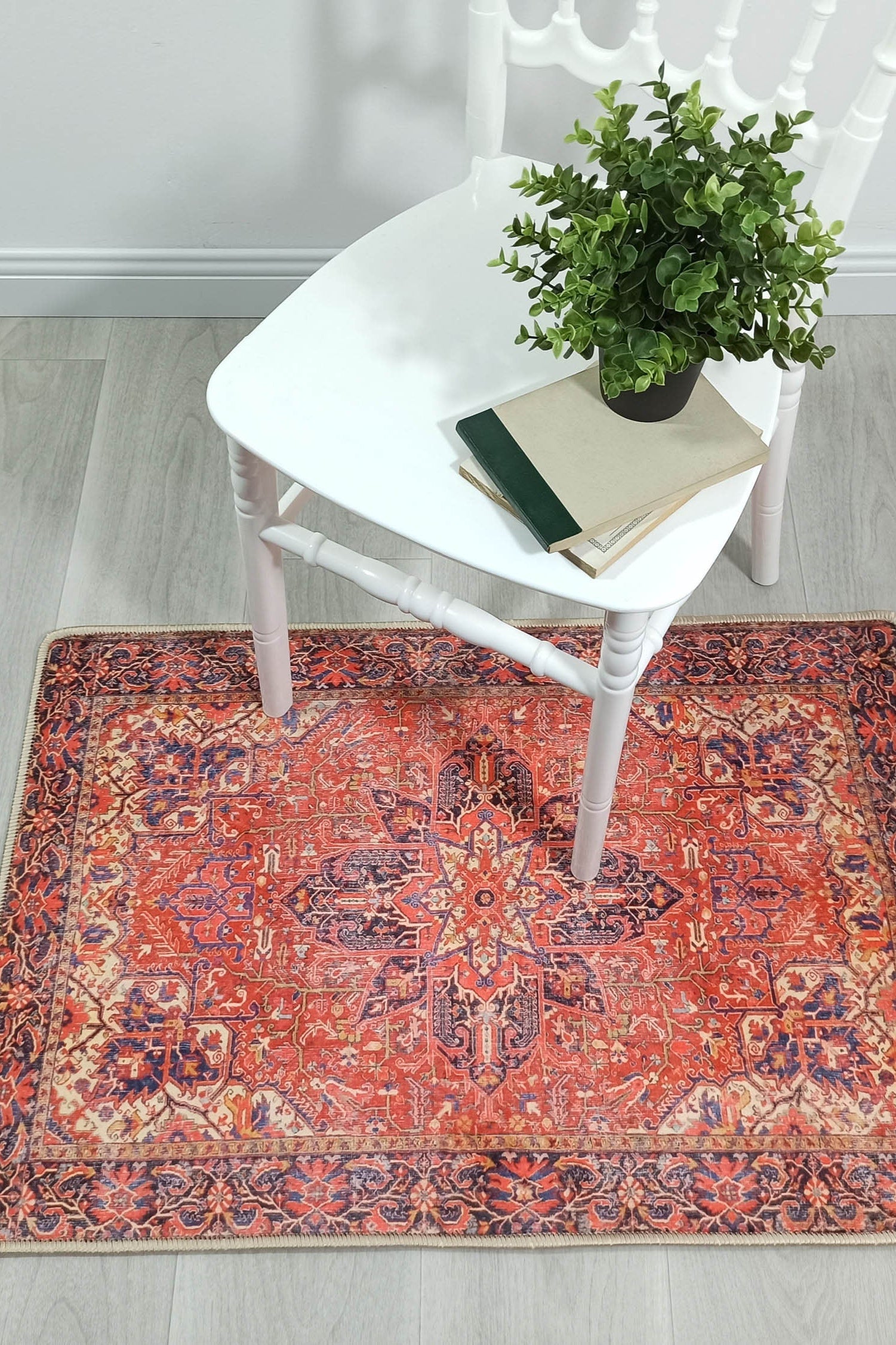 Emery Red Blue Heriz Persian 2x3 Rug