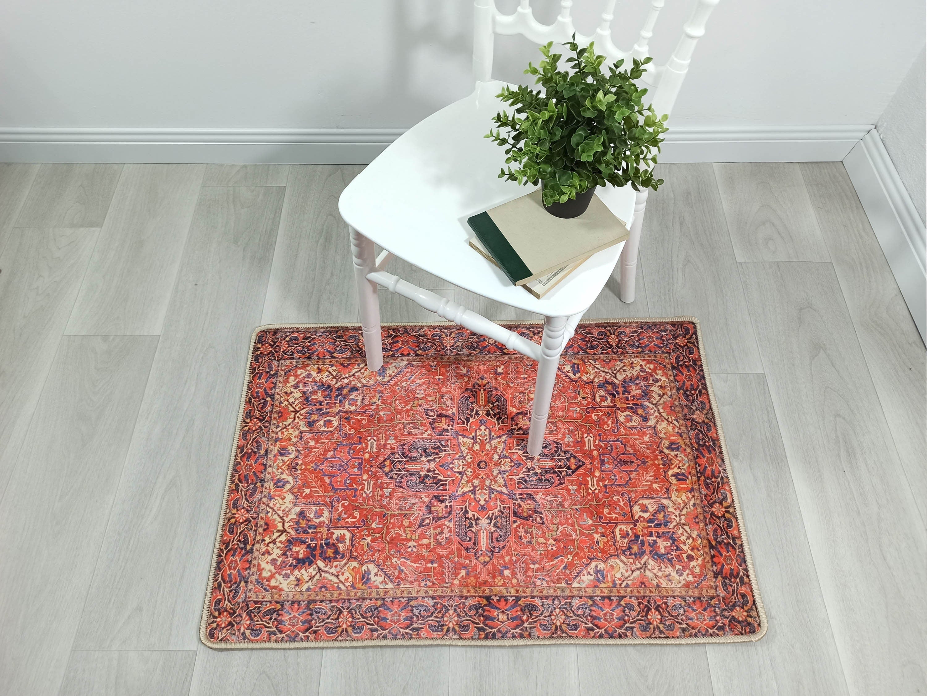 Emery Red Blue Heriz Persian 2x3 Rug