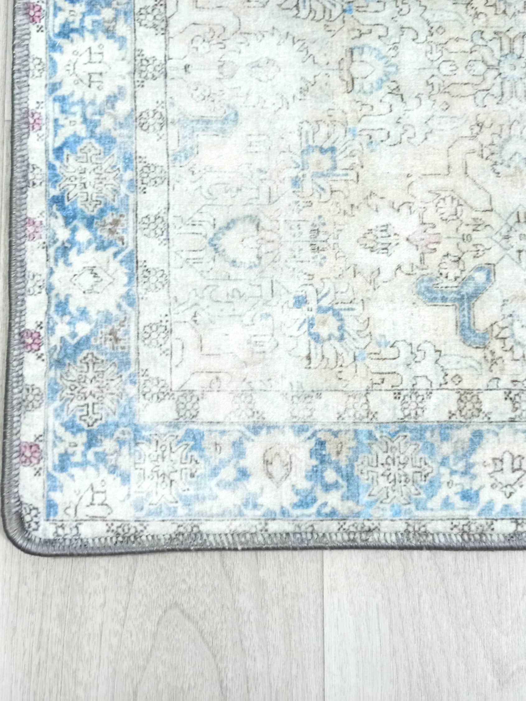 Bowie Neutral Blue Floral Turkish 2x3 Rug