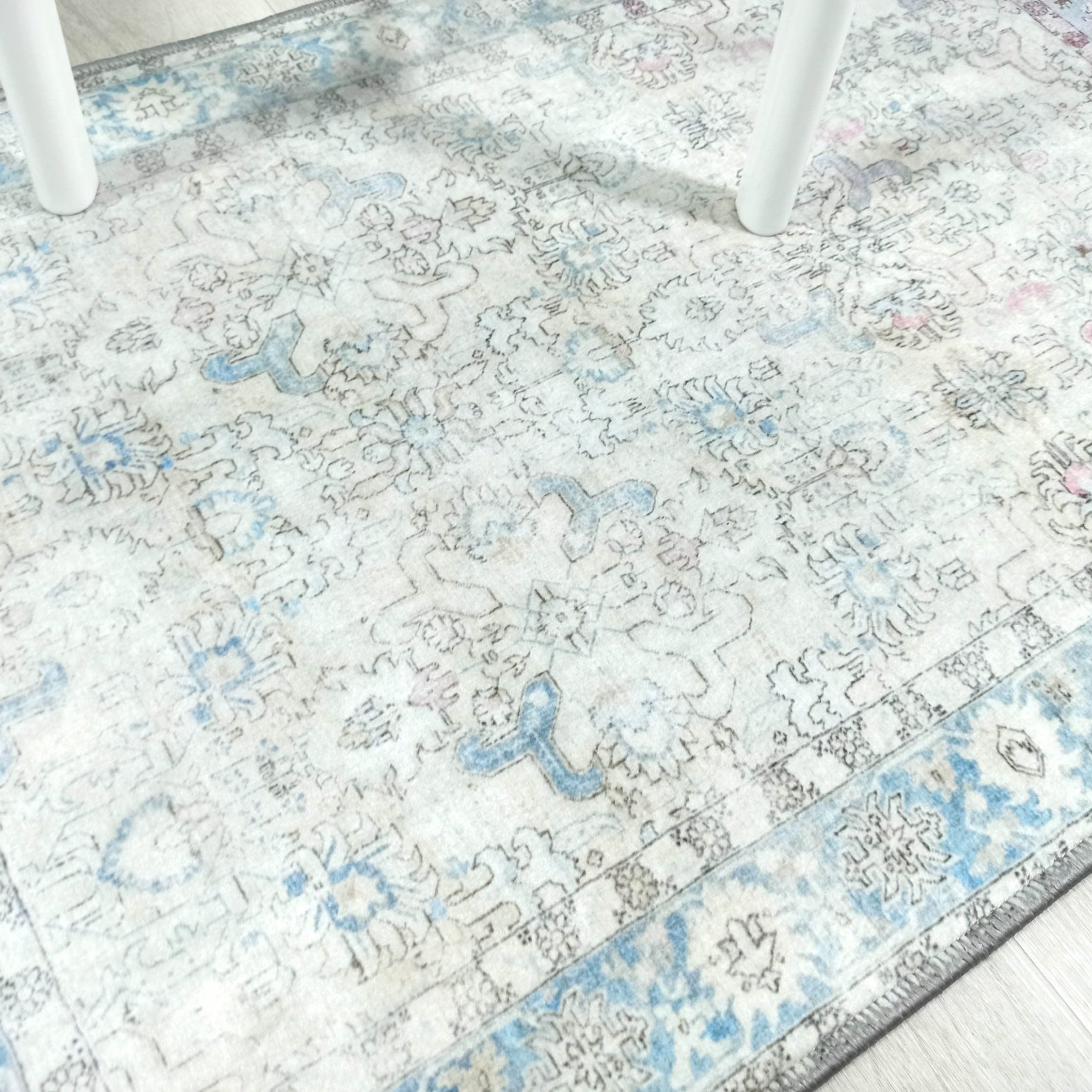 Bowie Neutral Blue Floral Turkish 2x3 Rug